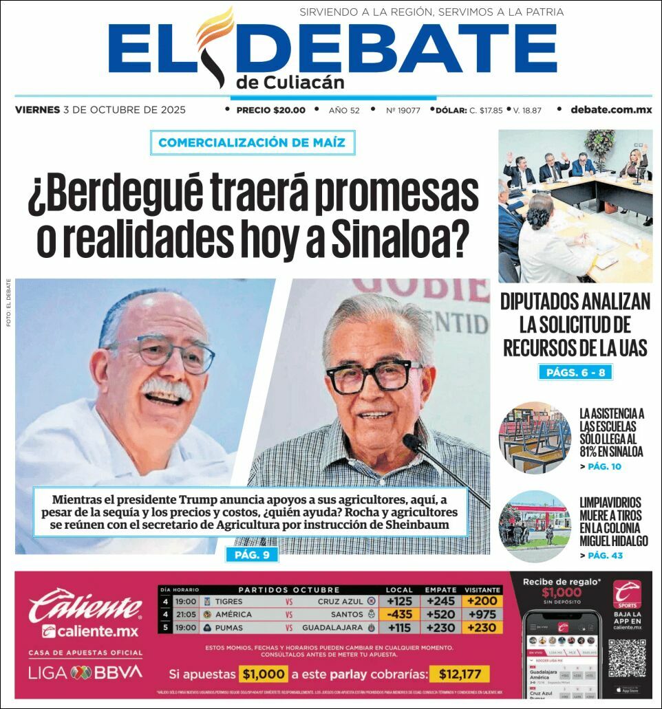 El Debate Culiacán, edición del viernes 03 de octubre de 2025 El Debate Culiacán, edición del viernes 03 de octubre de 2025