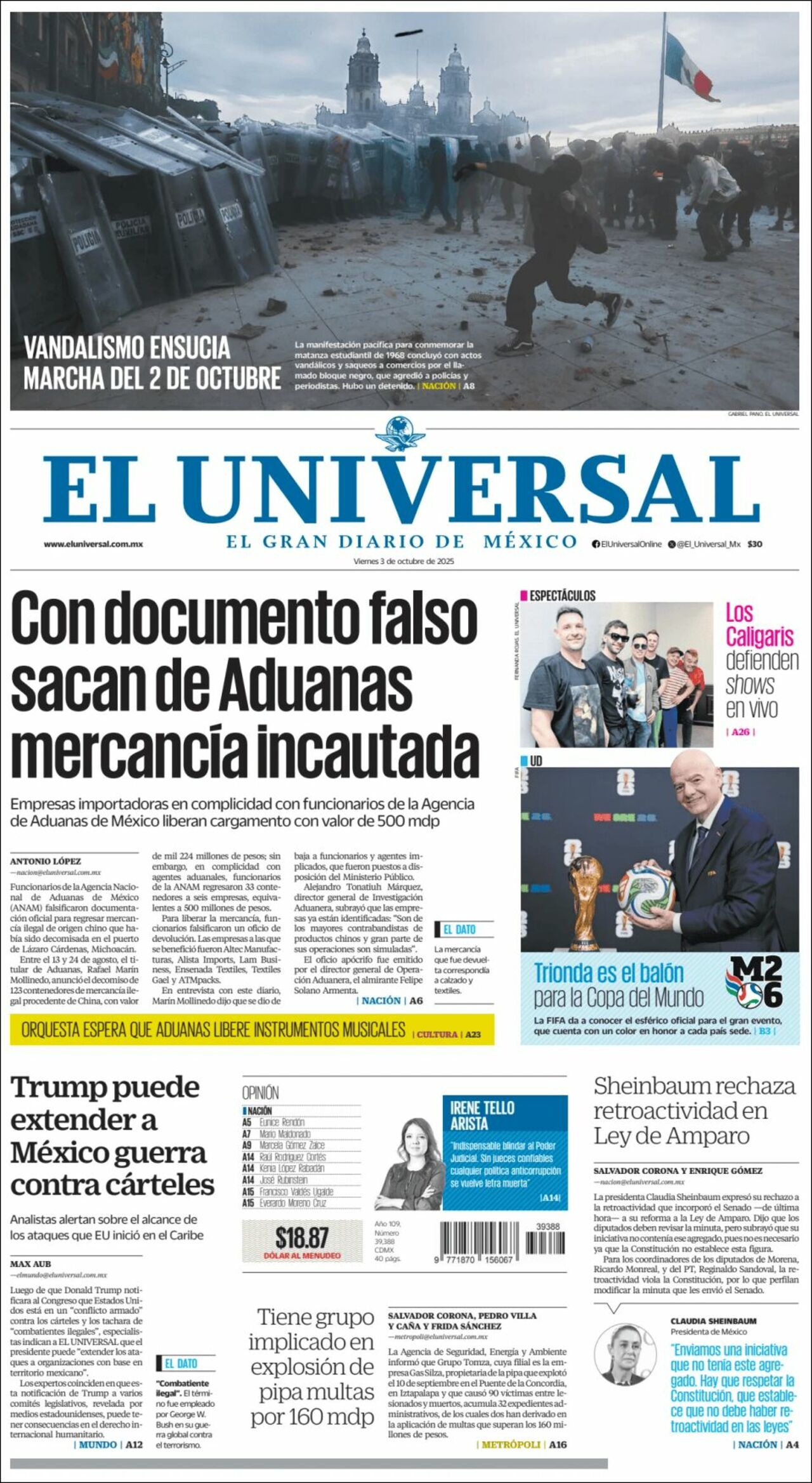 El Universal, edición del viernes 03 de octubre de 2025 El Universal, edición del viernes 03 de octubre de 2025