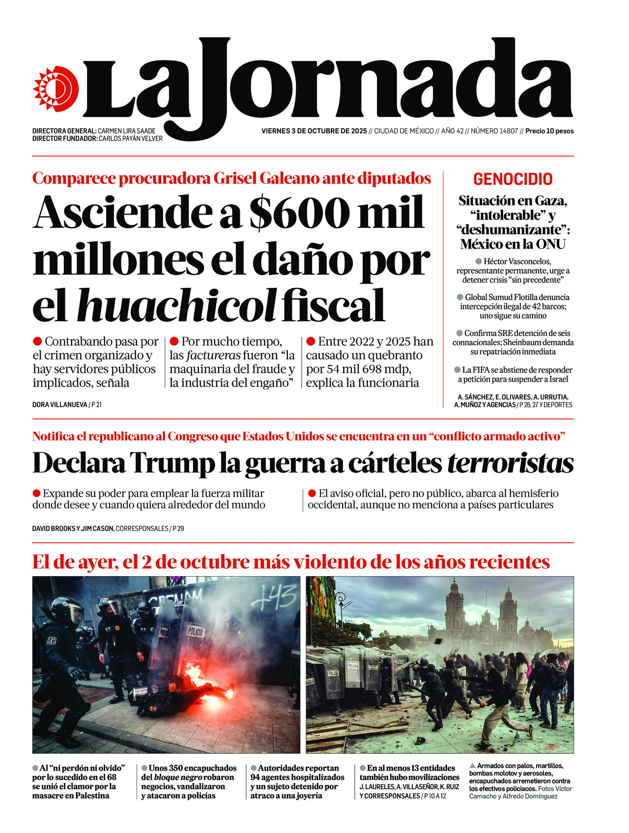 La Jornada, edición del viernes 03 de octubre de 2025 La Jornada, edición del viernes 03 de octubre de 2025