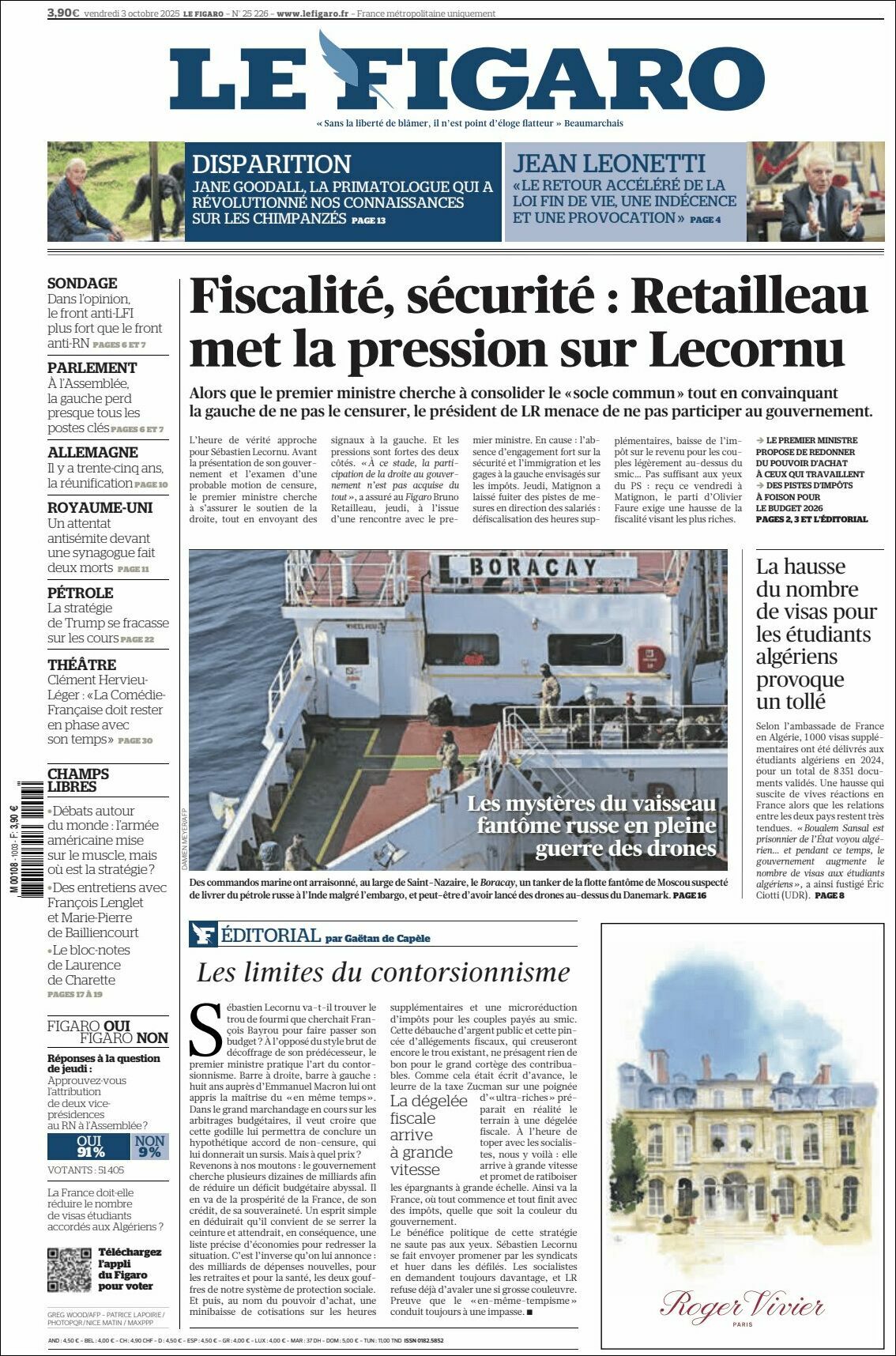Le Figaro, edición del viernes 03 de octubre de 2025 Le Figaro, edición del viernes 03 de octubre de 2025