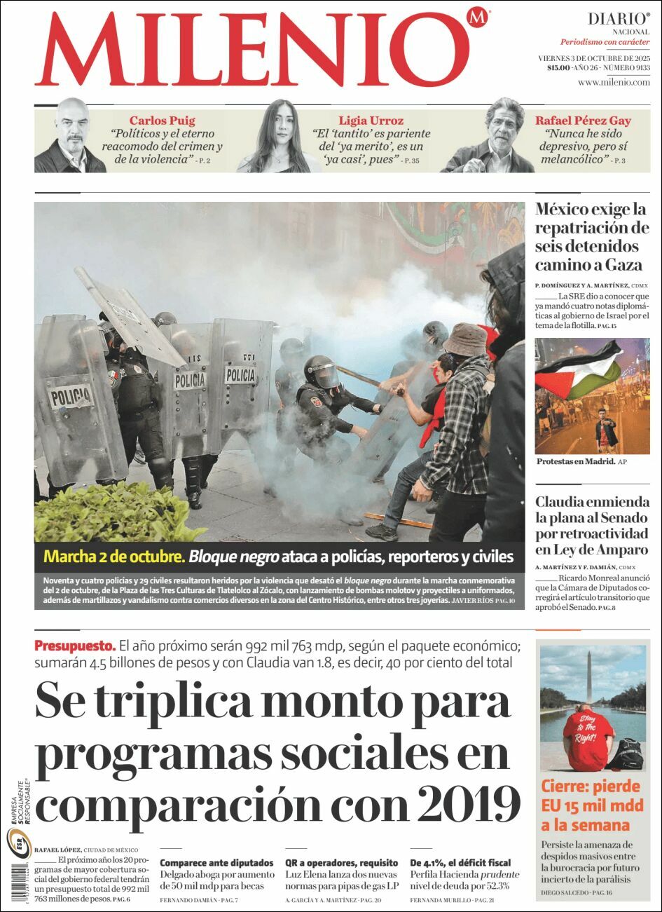 Milenio, edición del viernes 03 de octubre de 2025 Milenio, edición del viernes 03 de octubre de 2025