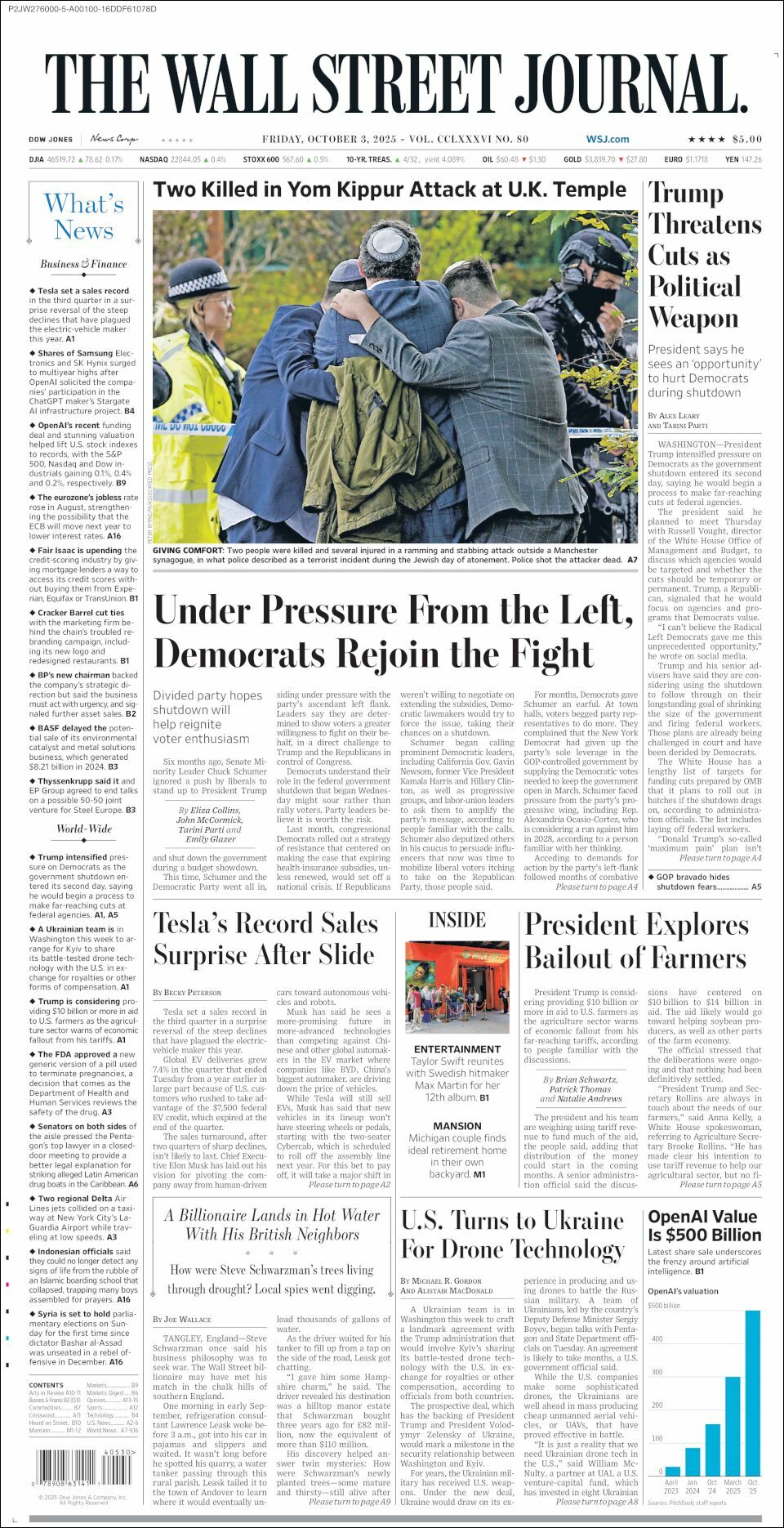 The Wall Street Journal, edición del viernes 03 de octubre de 2025 The Wall Street Journal, edición del viernes 03 de octubre de 2025