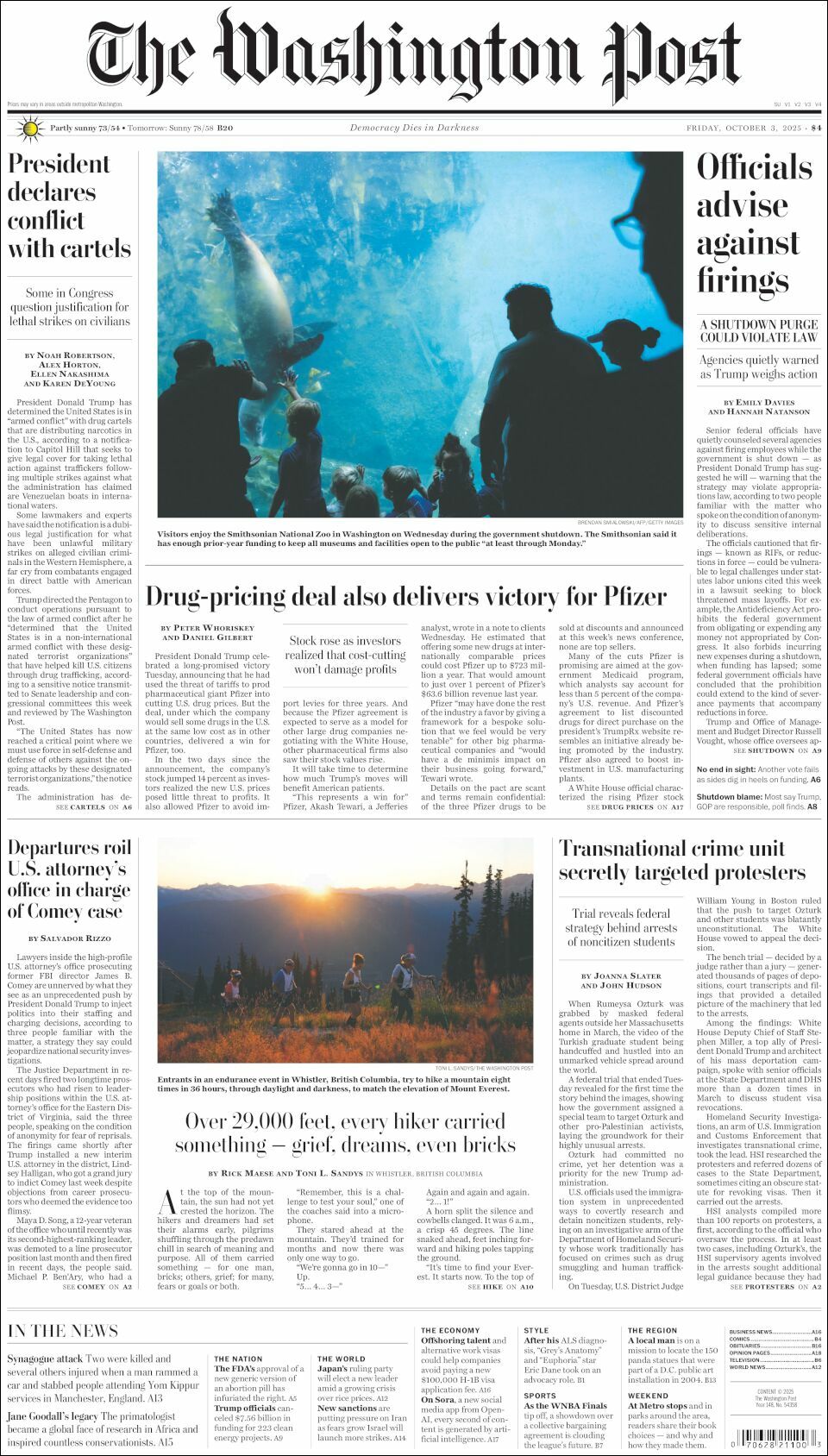 The Washington Post, edición del viernes 03 de octubre de 2025 The Washington Post, edición del viernes 03 de octubre de 2025
