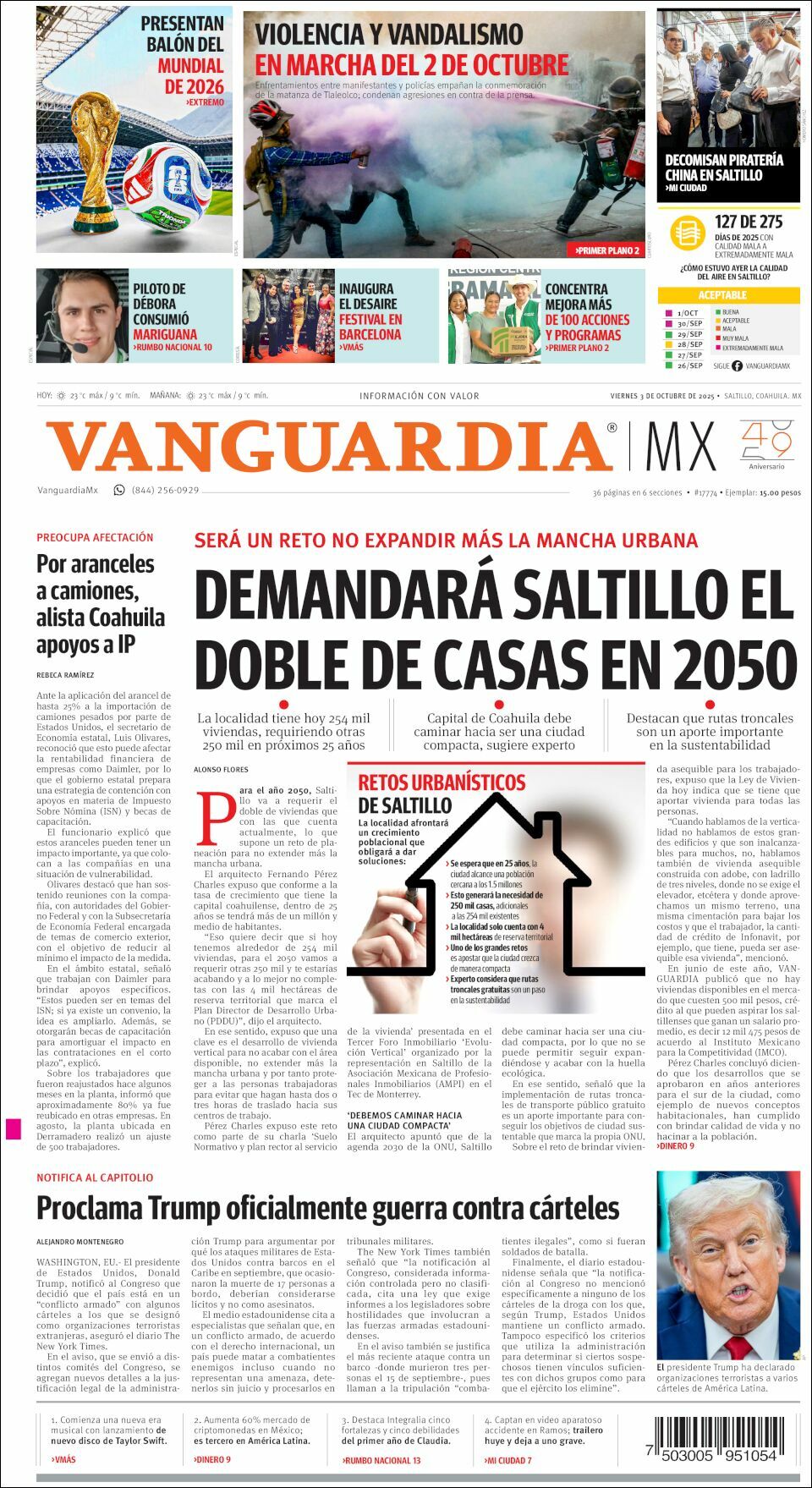 Vanguardia, edición del viernes 03 de octubre de 2025 Vanguardia, edición del viernes 03 de octubre de 2025