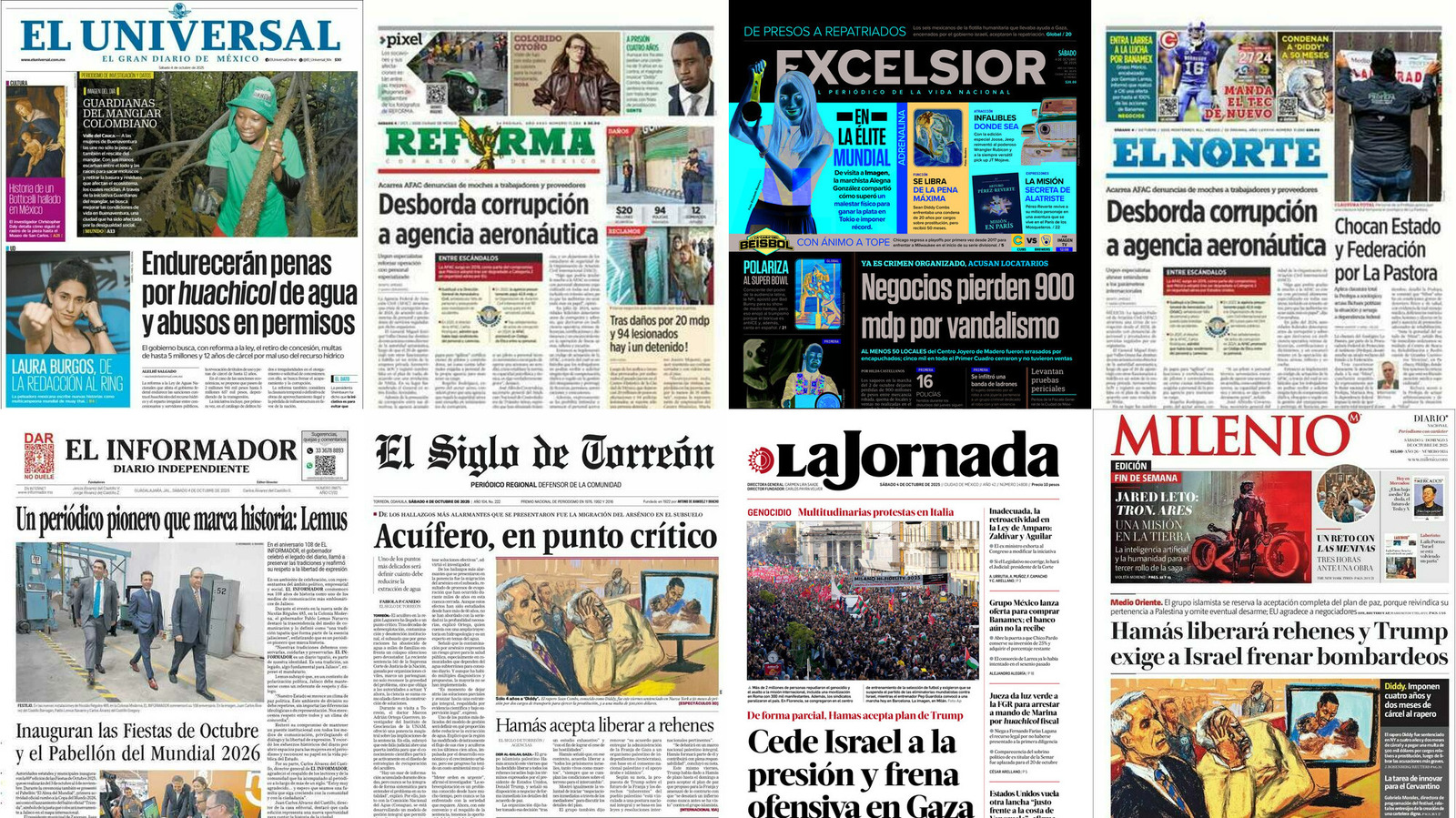 Portadas de periódicos impresos más importantes de México hoy