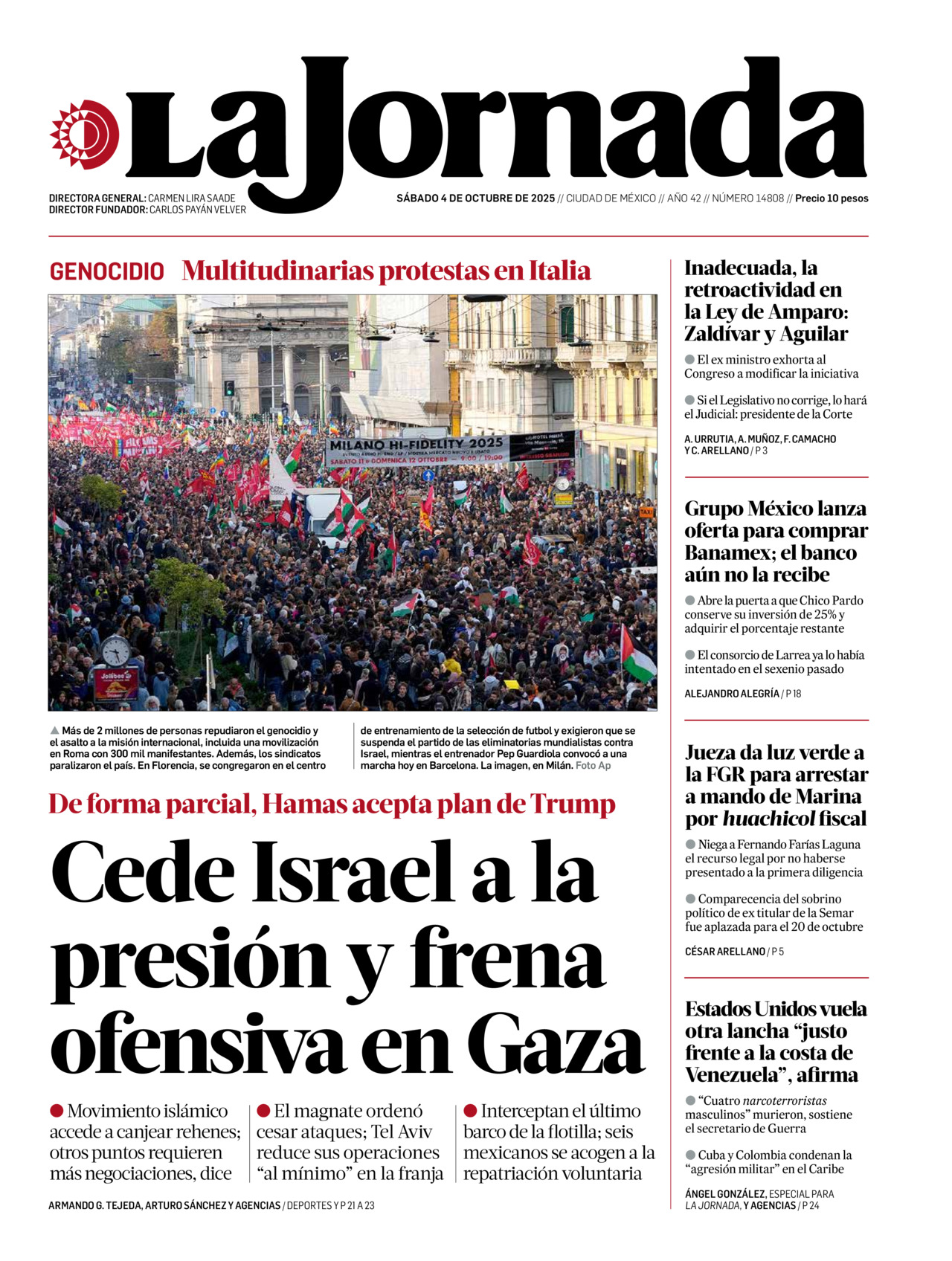 La Jornada, edición del sábado 04 de octubre de 2025 La Jornada, edición del sábado 04 de octubre de 2025