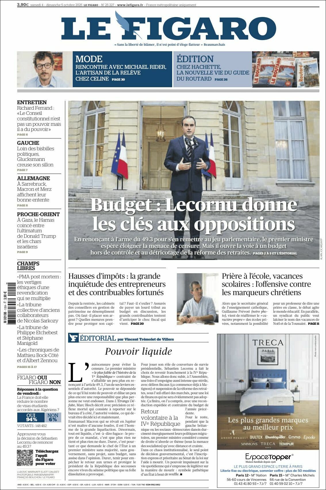 Le Figaro, edición del sábado 04 de octubre de 2025 Le Figaro, edición del sábado 04 de octubre de 2025