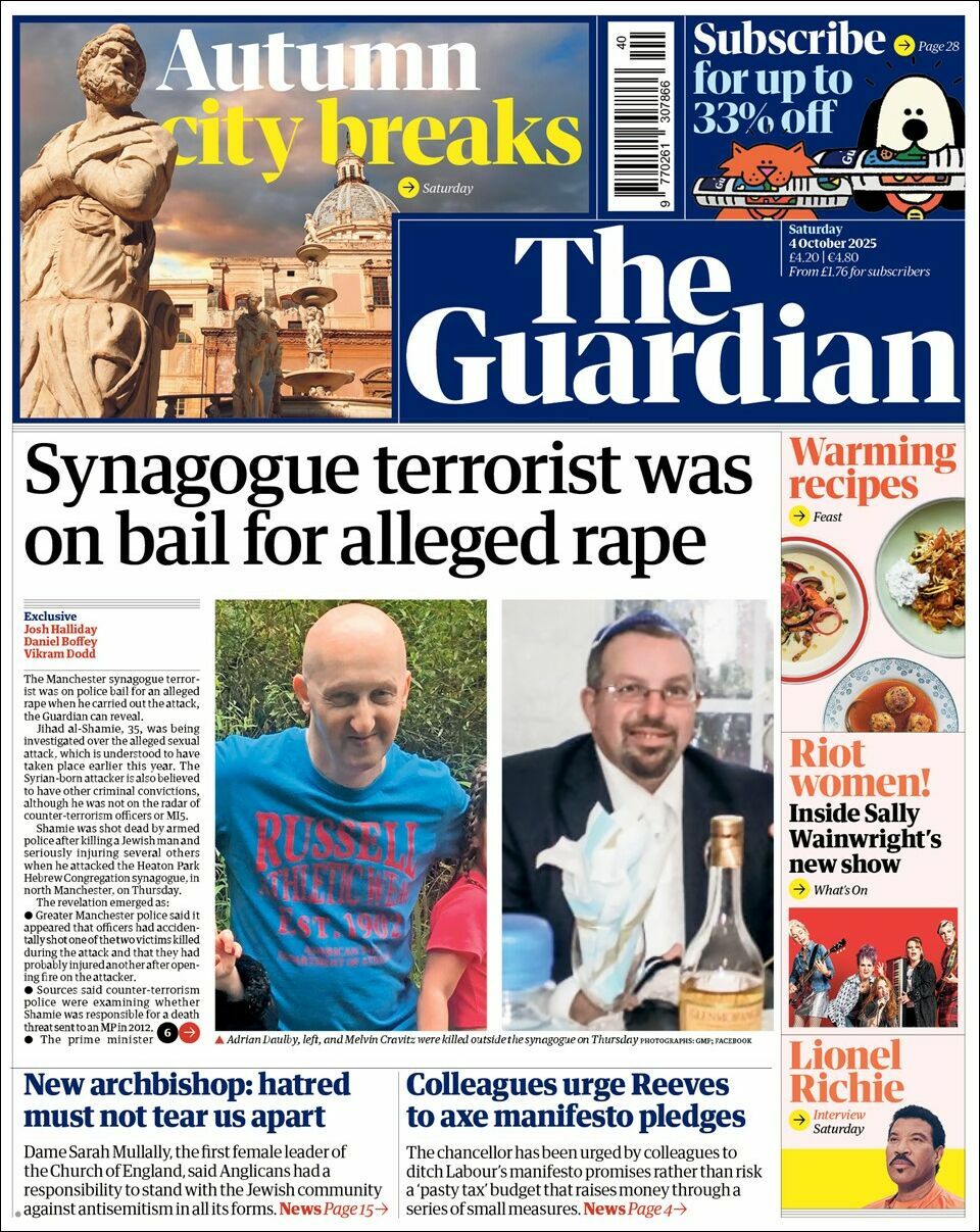 The Guardian, edición del sábado 04 de octubre de 2025 The Guardian, edición del sábado 04 de octubre de 2025