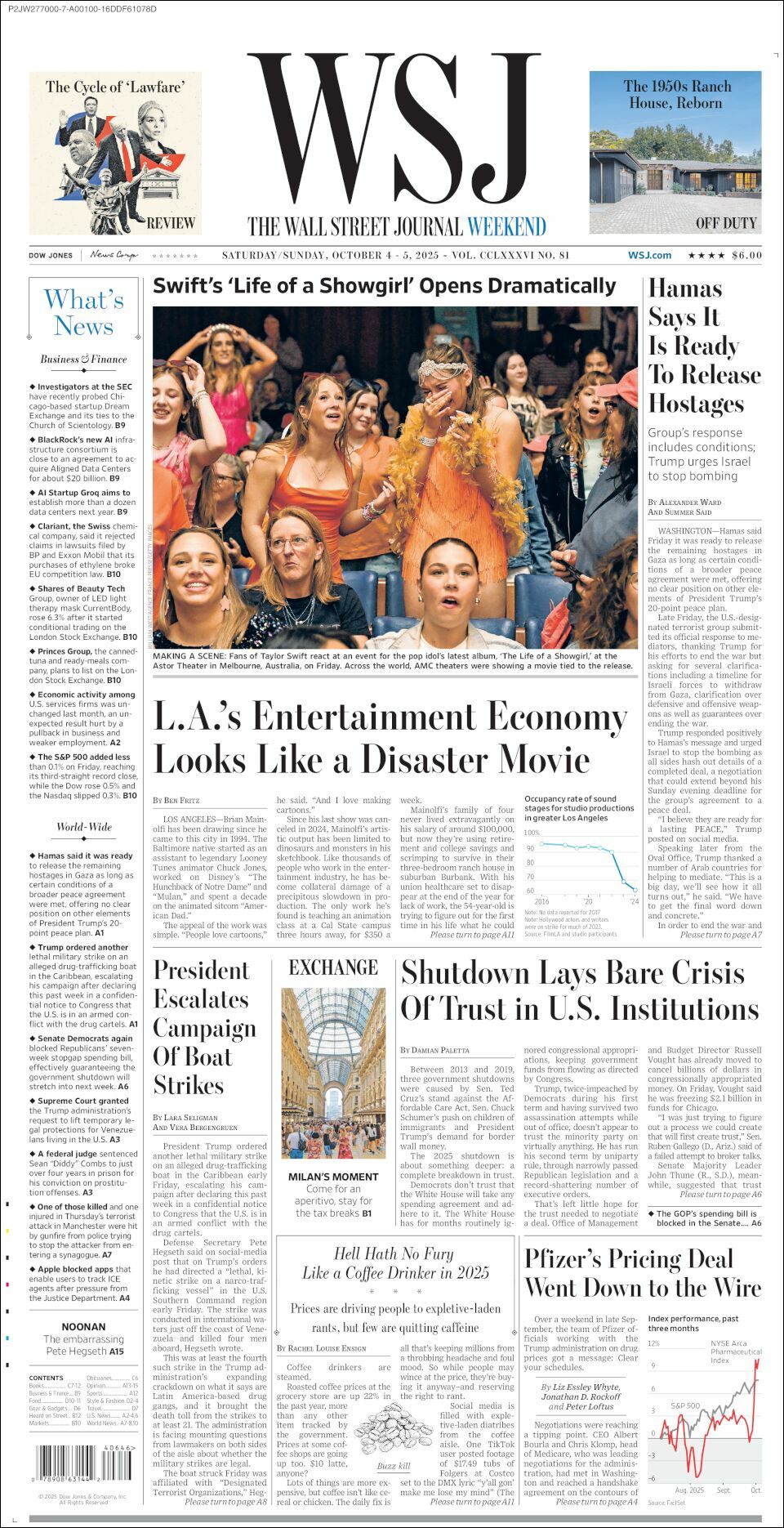 The Wall Street Journal, edición del sábado 04 de octubre de 2025 The Wall Street Journal, edición del sábado 04 de octubre de 2025