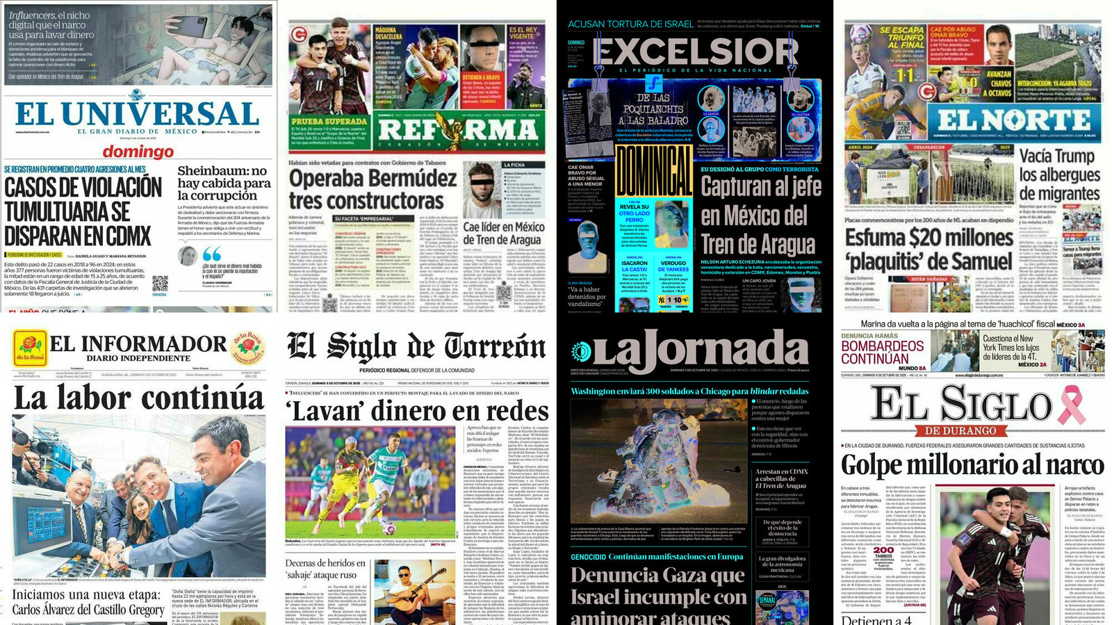 Portadas de periódicos impresos más importantes de México hoy