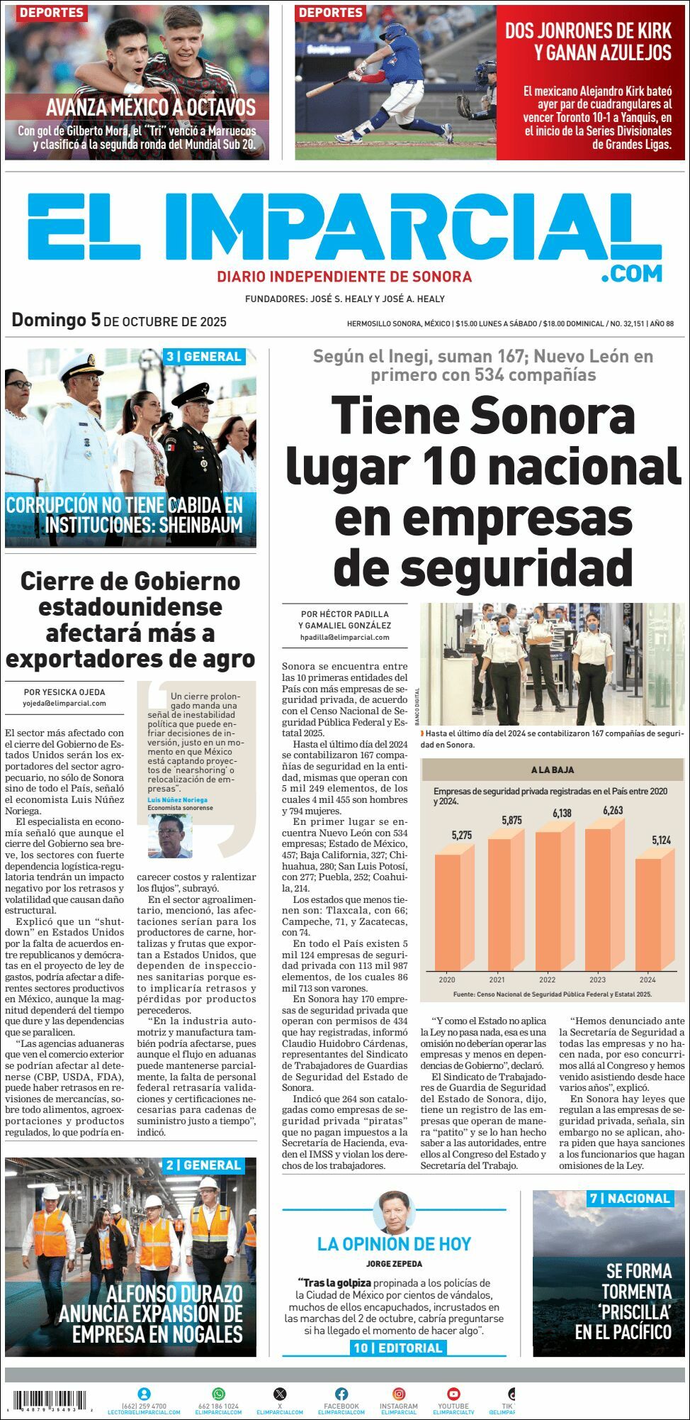 El Imparcial, edición del domingo 05 de octubre de 2025 El Imparcial, edición del domingo 05 de octubre de 2025