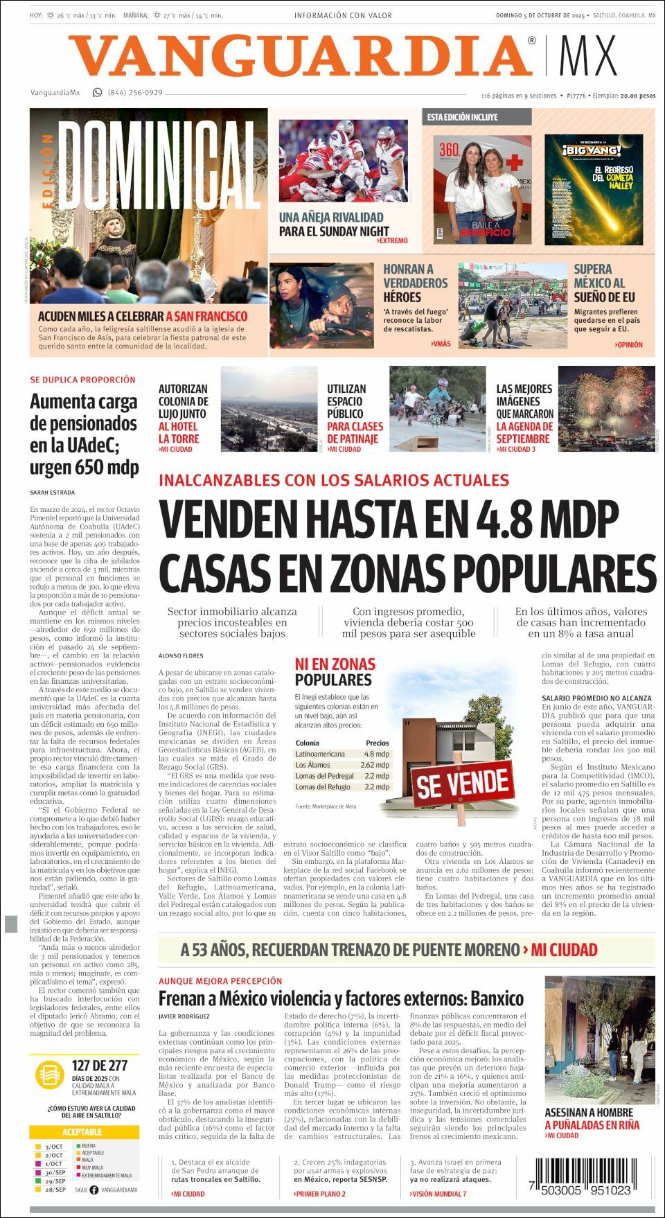 Vanguardia, edición del domingo 05 de octubre de 2025 Vanguardia, edición del domingo 05 de octubre de 2025
