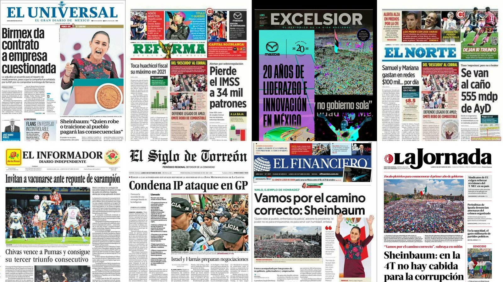 Portadas de periódicos impresos más importantes de México hoy