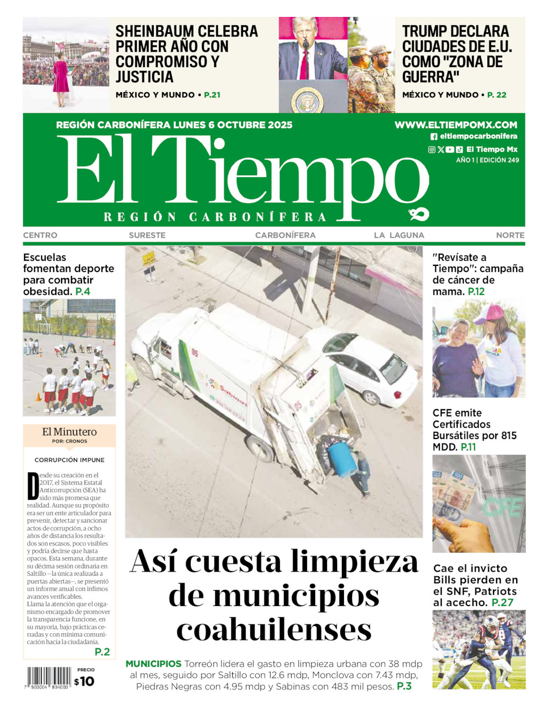 El Tiempo Región Carbonífera, edición del lunes 06 de octubre de 2025 El Tiempo Región Carbonífera, edición del lunes 06 de octubre de 2025