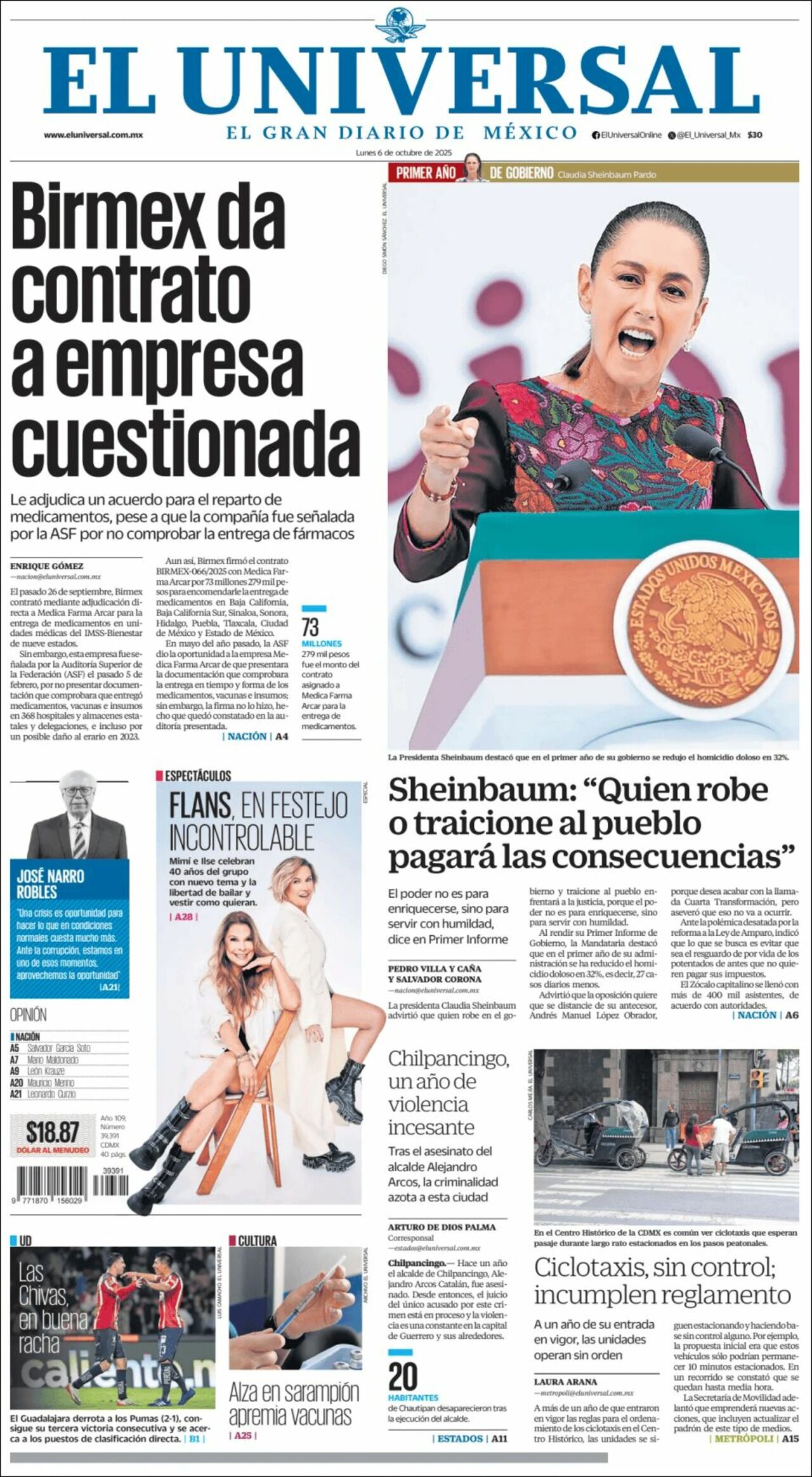 El Universal, edición del lunes 06 de octubre de 2025 El Universal, edición del lunes 06 de octubre de 2025