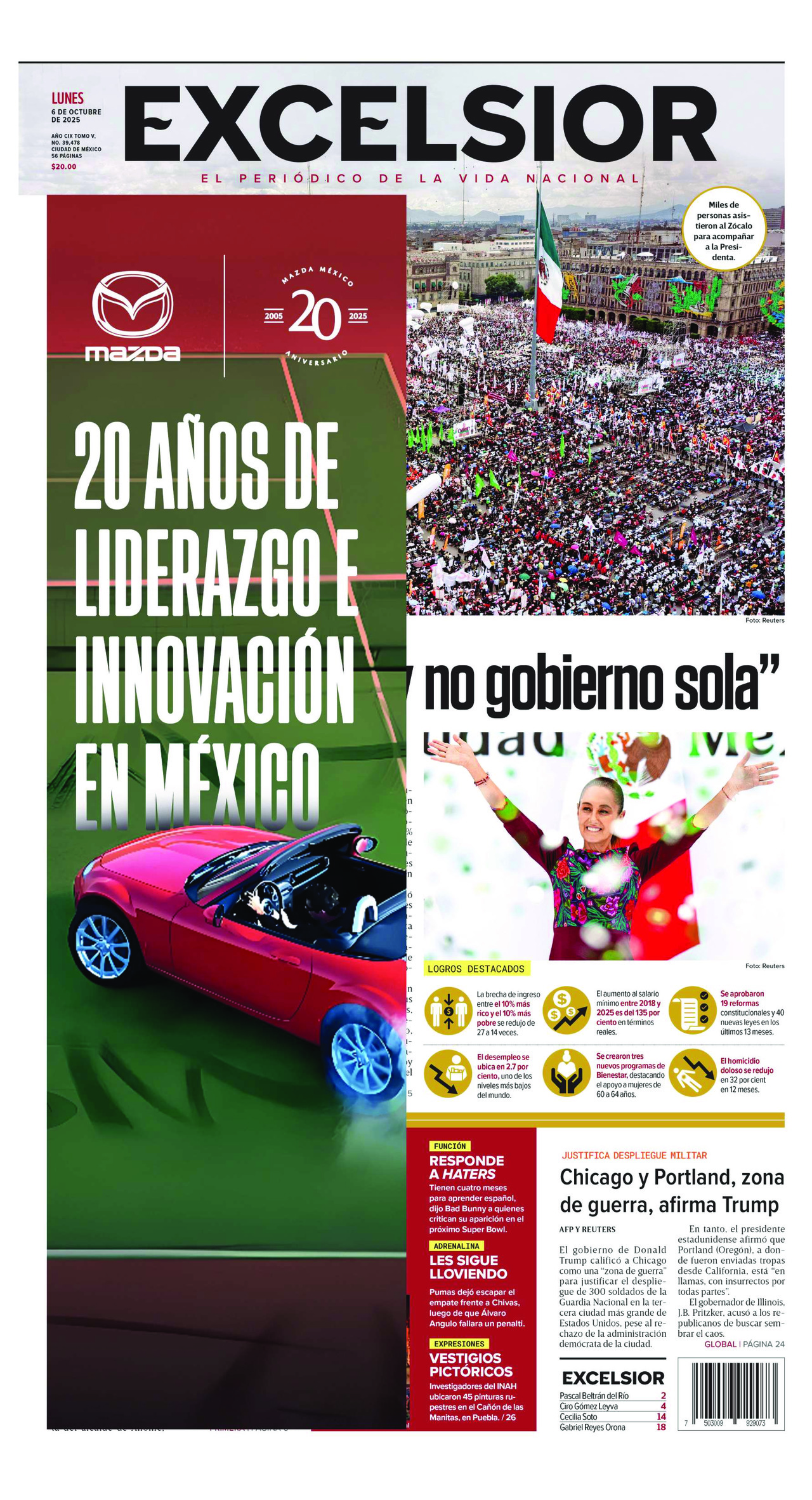 Excelsior, edición del lunes 06 de octubre de 2025 Excelsior, edición del lunes 06 de octubre de 2025