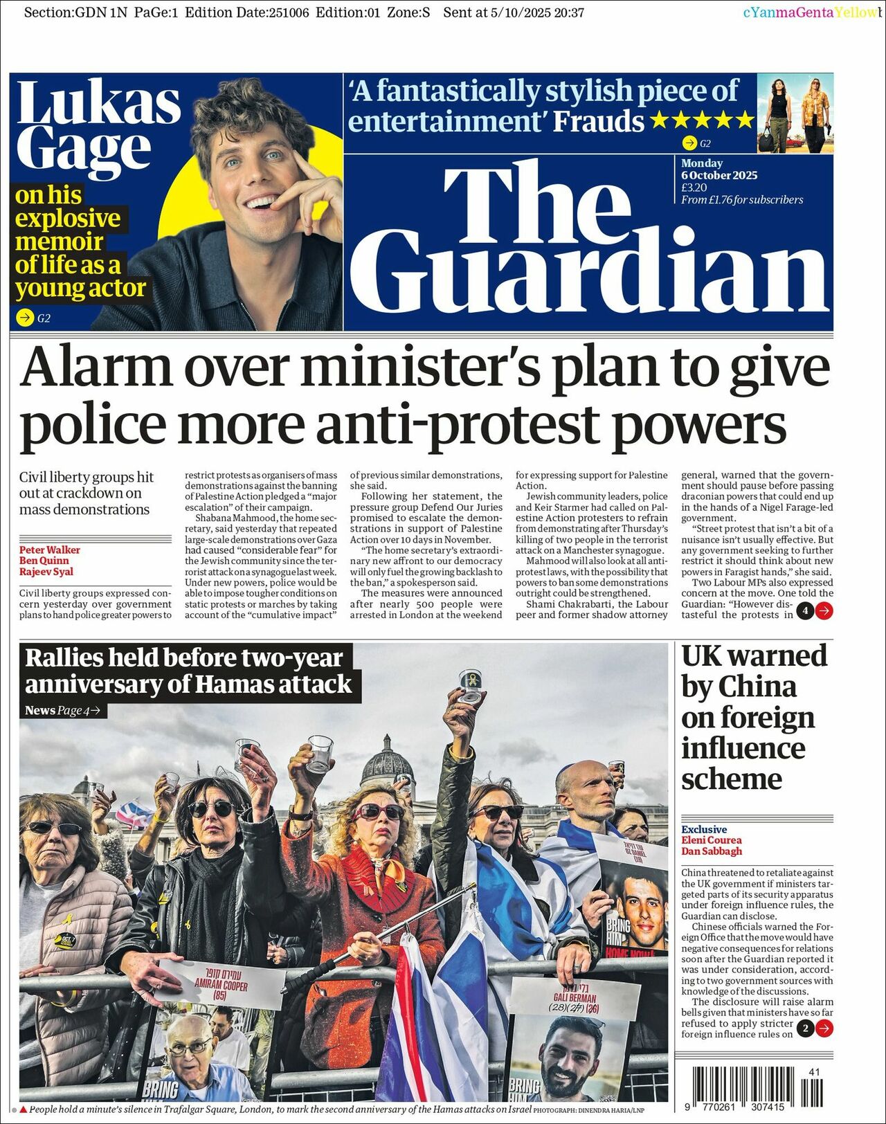 The Guardian, edición del lunes 06 de octubre de 2025 The Guardian, edición del lunes 06 de octubre de 2025