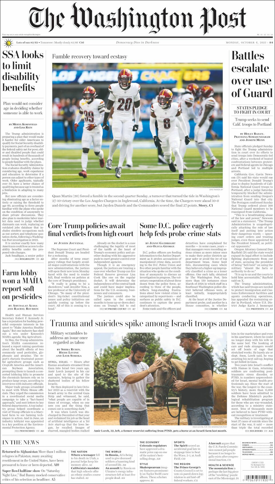 The Washington Post, edición del lunes 06 de octubre de 2025 The Washington Post, edición del lunes 06 de octubre de 2025
