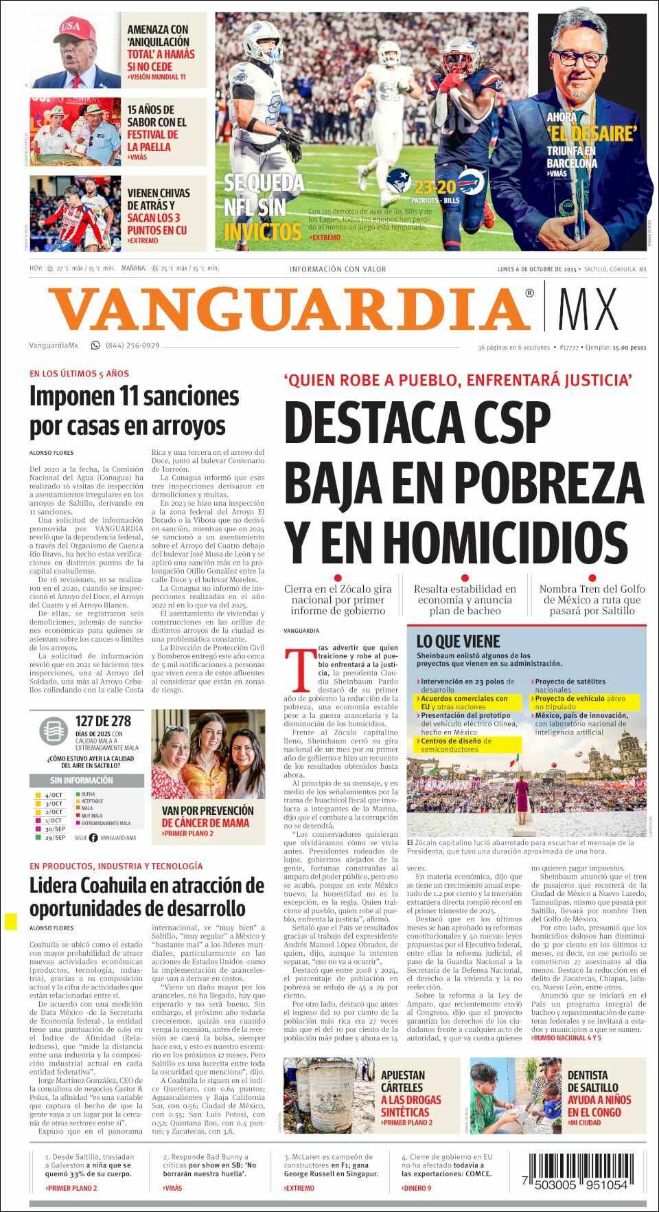 Vanguardia, edición del lunes 06 de octubre de 2025 Vanguardia, edición del lunes 06 de octubre de 2025
