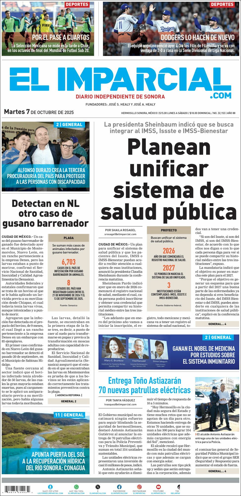 El Imparcial, edición del martes 07 de octubre de 2025 El Imparcial, edición del martes 07 de octubre de 2025