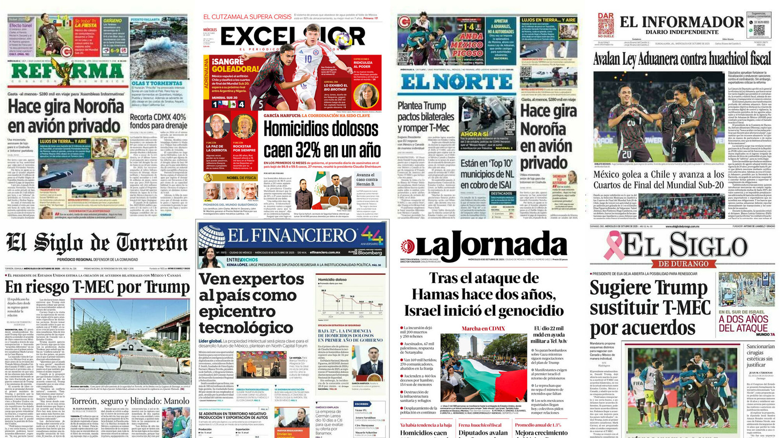 Portadas de periódicos impresos más importantes de México hoy