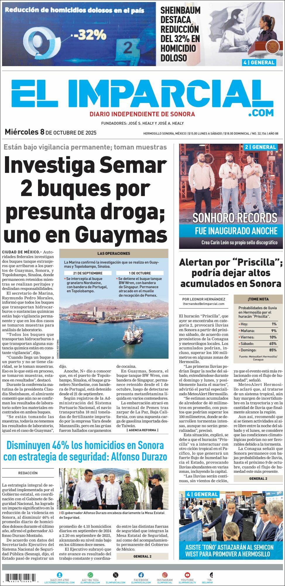 El Imparcial, edición del miércoles 08 de octubre de 2025 El Imparcial, edición del miércoles 08 de octubre de 2025