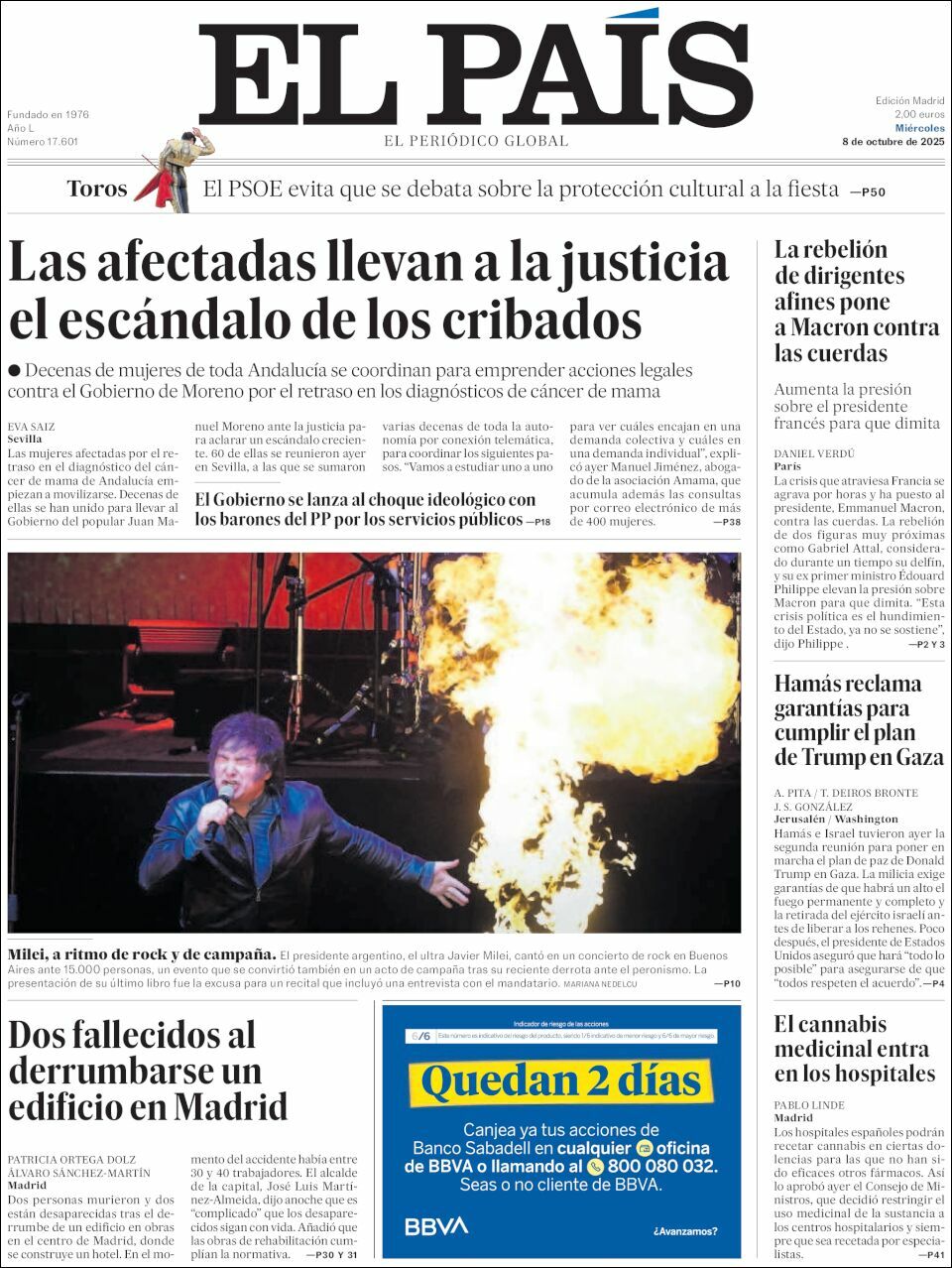 El País, edición del miércoles 08 de octubre de 2025 El País, edición del miércoles 08 de octubre de 2025
