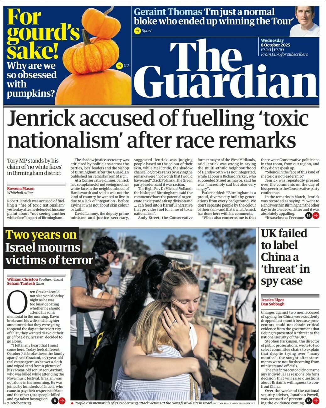 The Guardian, edición del miércoles 08 de octubre de 2025 The Guardian, edición del miércoles 08 de octubre de 2025