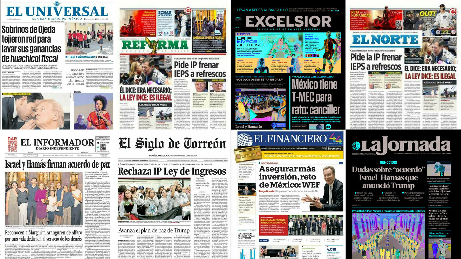Portadas de periódicos impresos más importantes de México hoy