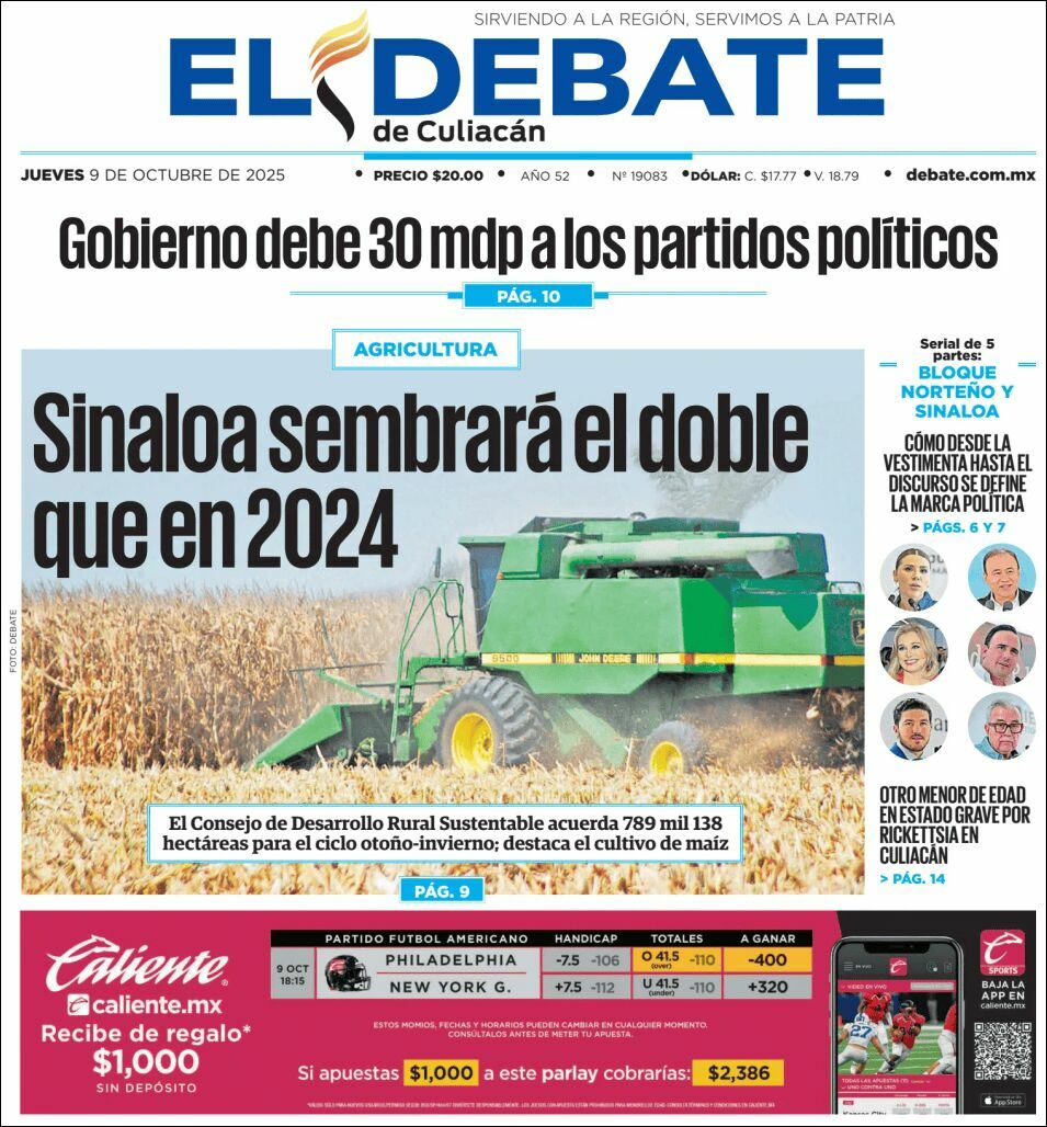 El Debate Culiacán, edición del jueves 09 de octubre de 2025 El Debate Culiacán, edición del jueves 09 de octubre de 2025