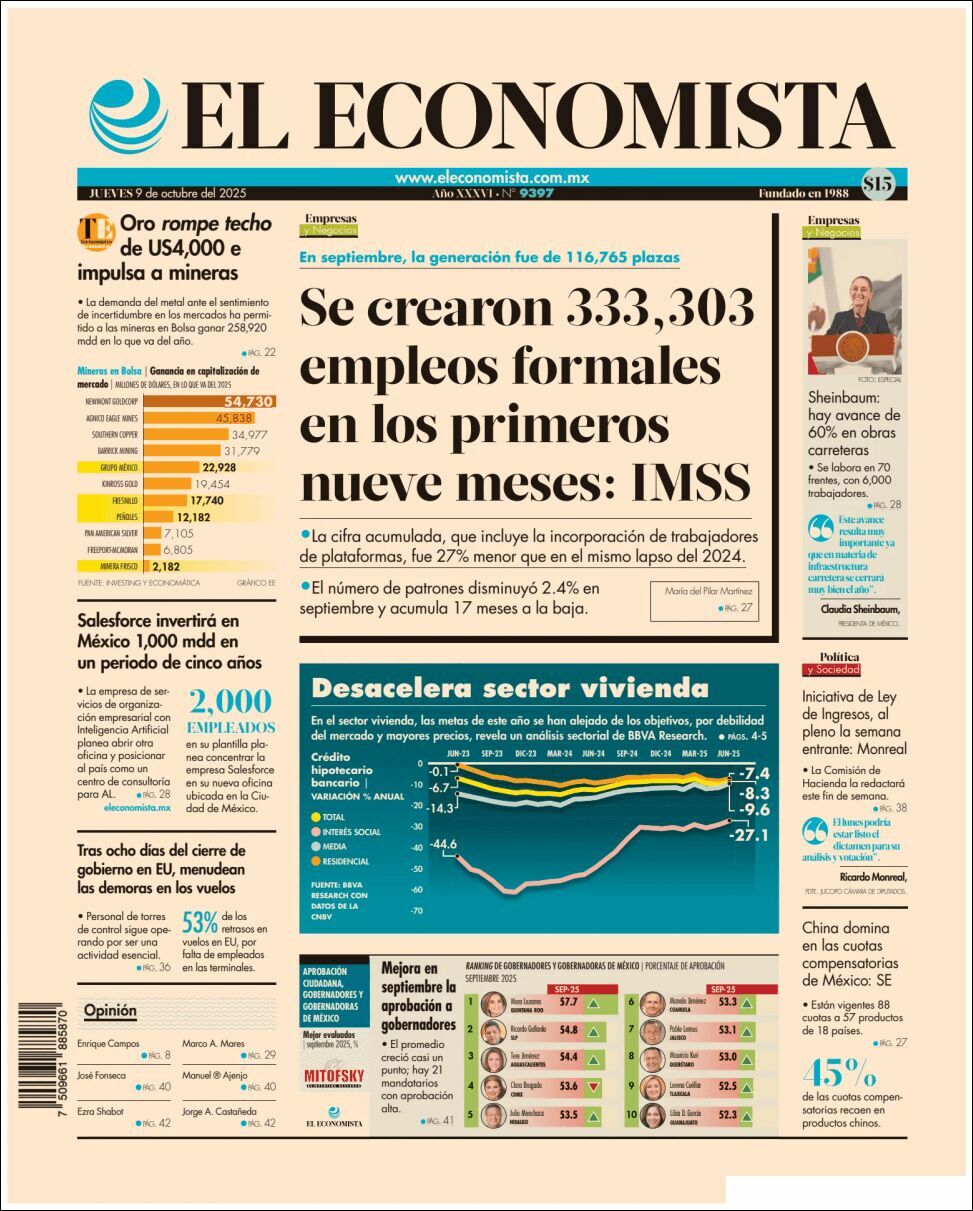 El Economista, edición del jueves 09 de octubre de 2025 El Economista, edición del jueves 09 de octubre de 2025