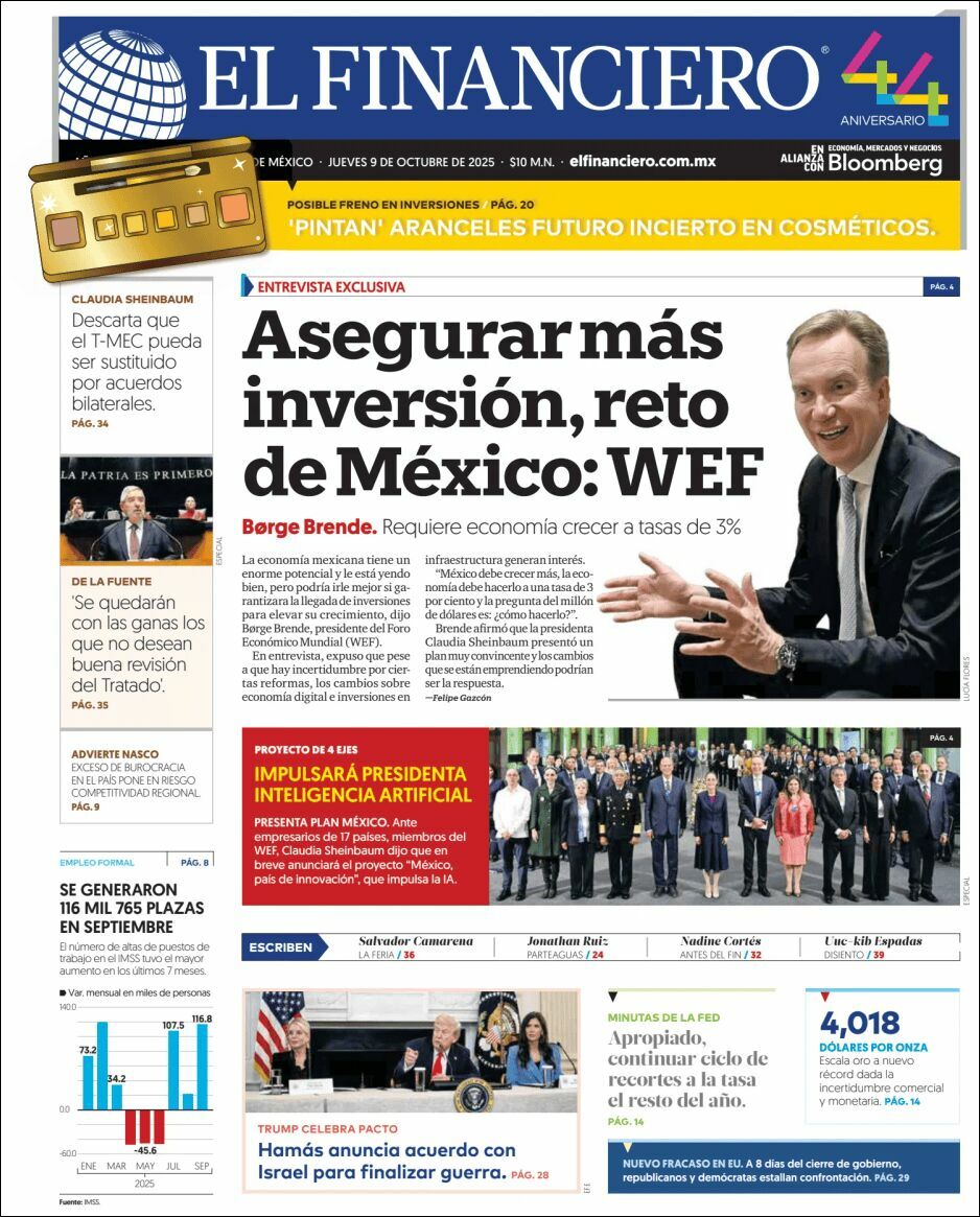El Financiero, edición del jueves 09 de octubre de 2025 El Financiero, edición del jueves 09 de octubre de 2025