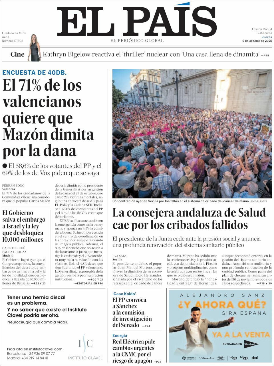 El País, edición del jueves 09 de octubre de 2025 El País, edición del jueves 09 de octubre de 2025