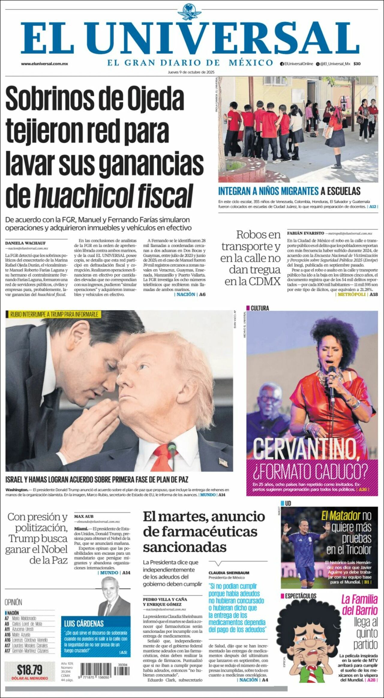 El Universal, edición del jueves 09 de octubre de 2025 El Universal, edición del jueves 09 de octubre de 2025