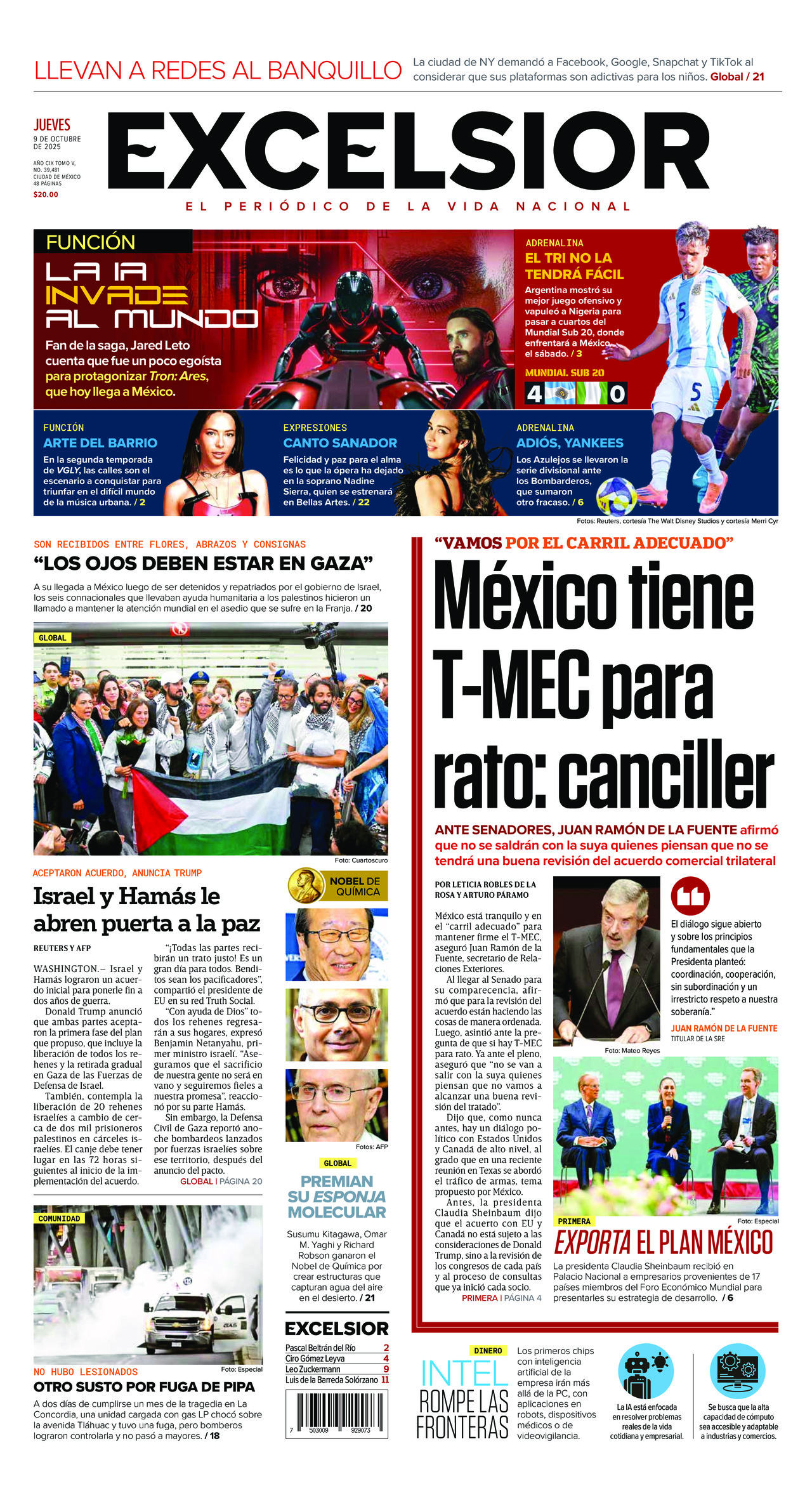 Excelsior, edición del jueves 09 de octubre de 2025 Excelsior, edición del jueves 09 de octubre de 2025