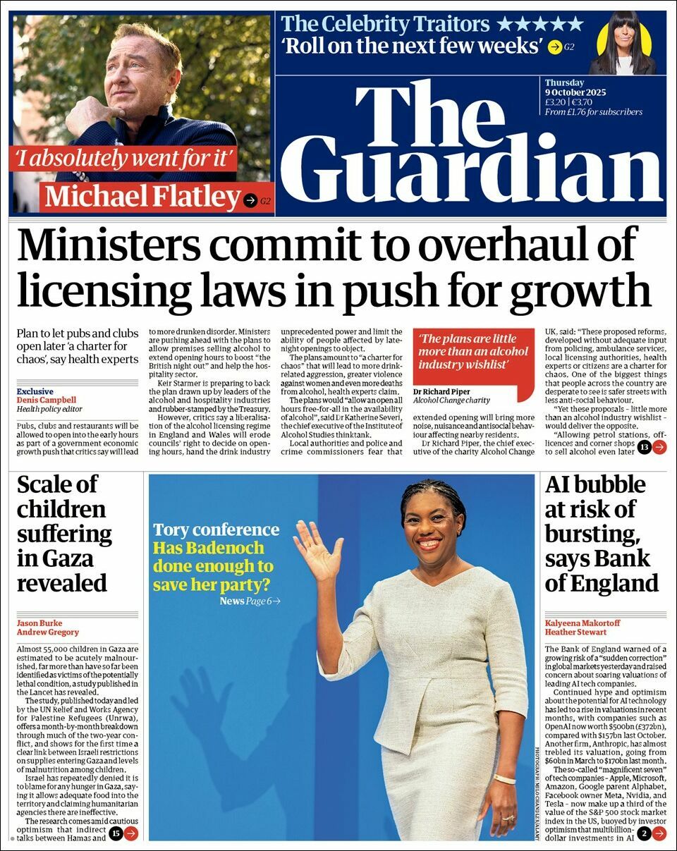 The Guardian, edición del jueves 09 de octubre de 2025 The Guardian, edición del jueves 09 de octubre de 2025