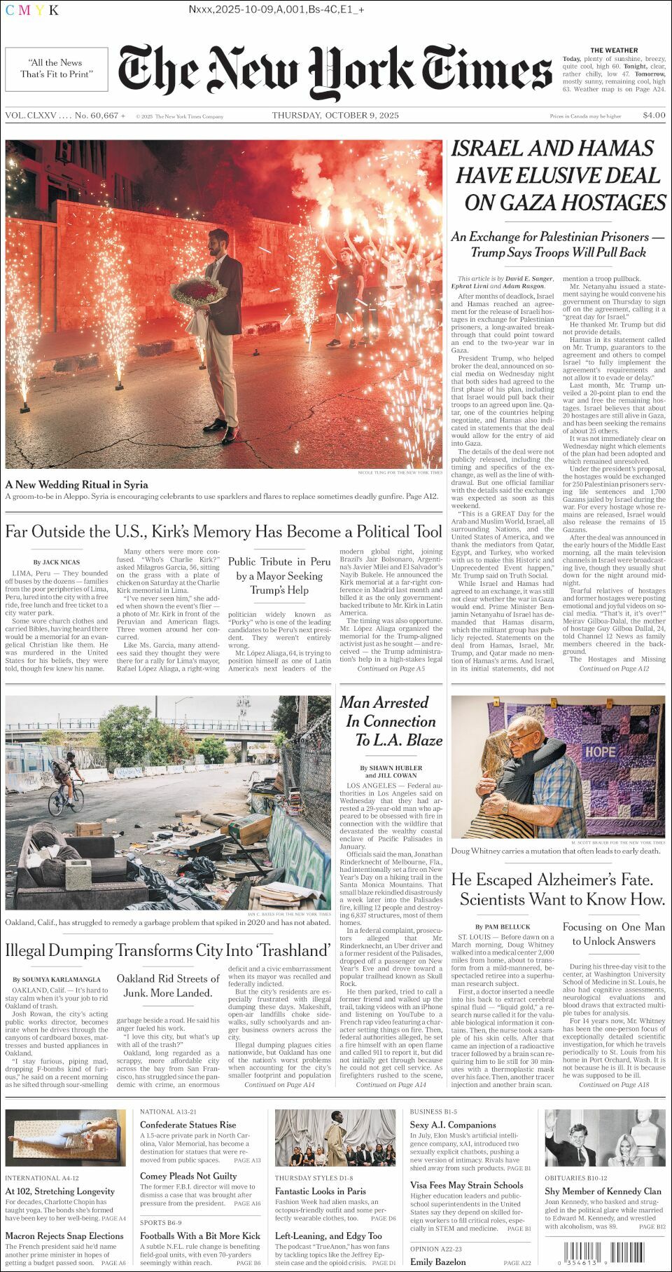 The New York Times, edición del jueves 09 de octubre de 2025 The New York Times, edición del jueves 09 de octubre de 2025