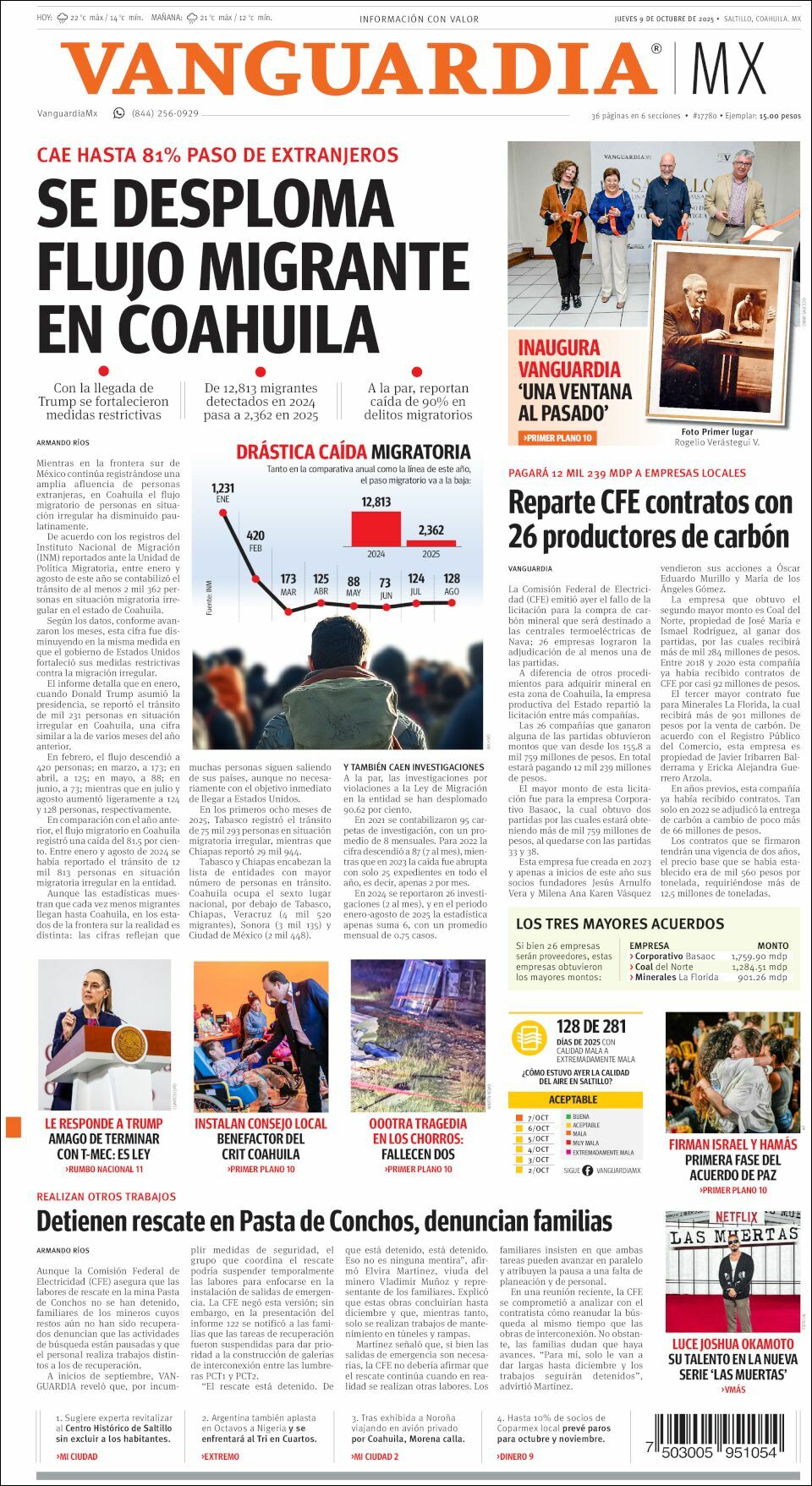 Vanguardia, edición del jueves 09 de octubre de 2025 Vanguardia, edición del jueves 09 de octubre de 2025