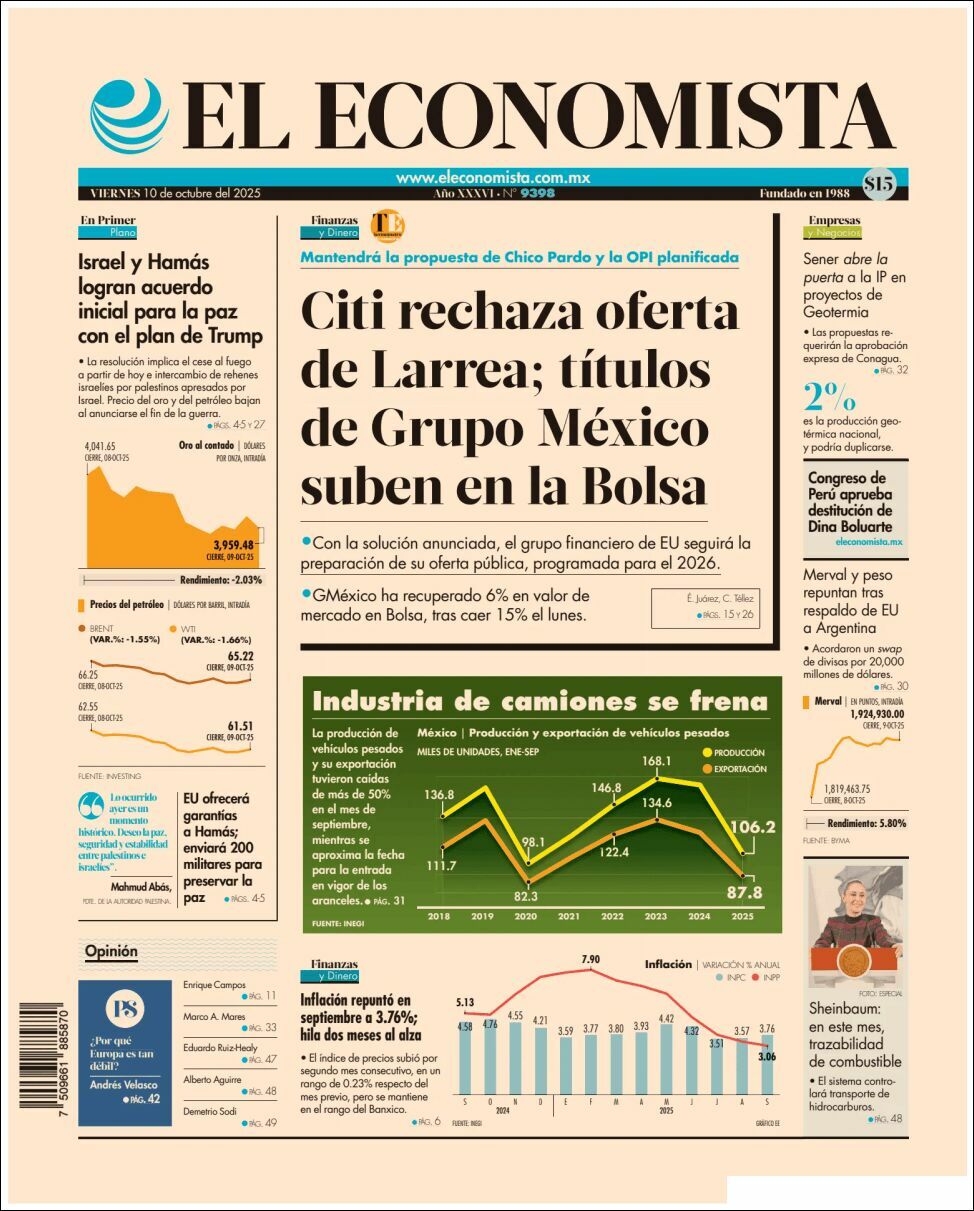 El Economista, edición del viernes 10 de octubre de 2025 El Economista, edición del viernes 10 de octubre de 2025