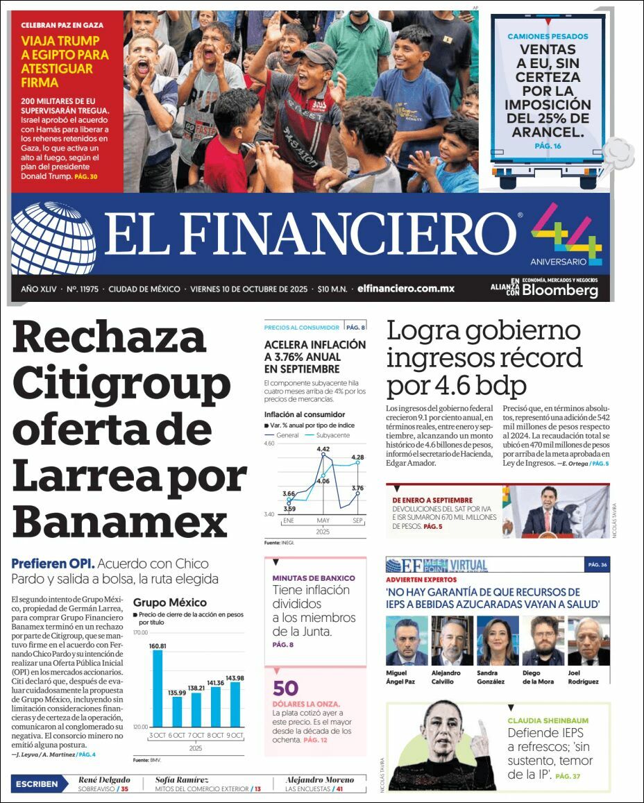 El Financiero, edición del viernes 10 de octubre de 2025 El Financiero, edición del viernes 10 de octubre de 2025