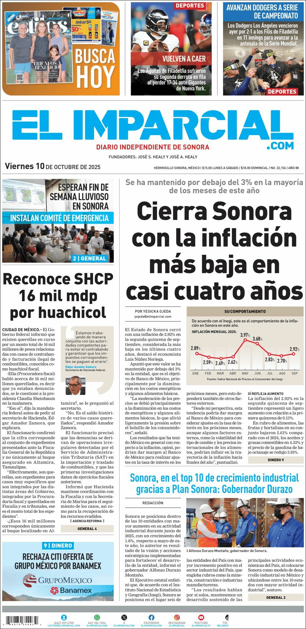 El Imparcial, edición del viernes 10 de octubre de 2025 El Imparcial, edición del viernes 10 de octubre de 2025