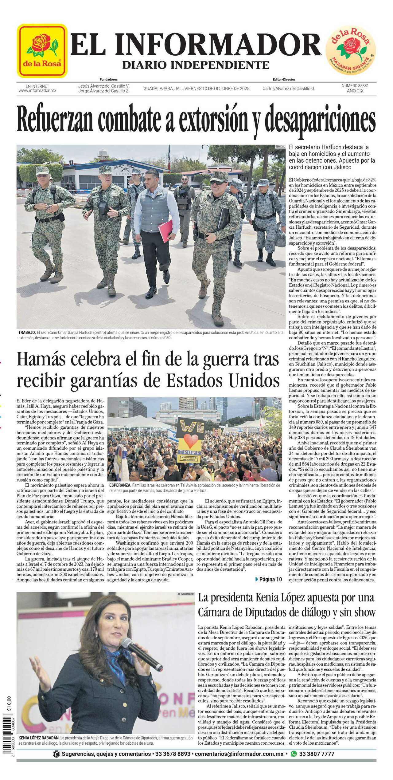 El Informador, edición del viernes 10 de octubre de 2025