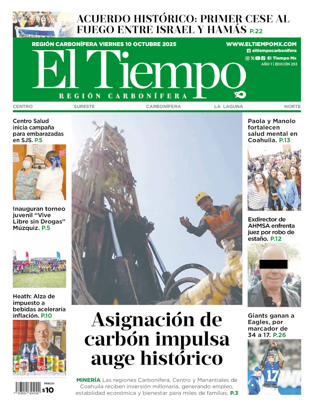 El Tiempo Región Carbonífera, edición del viernes 10 de octubre de 2025 El Tiempo Región Carbonífera, edición del viernes 10 de octubre de 2025