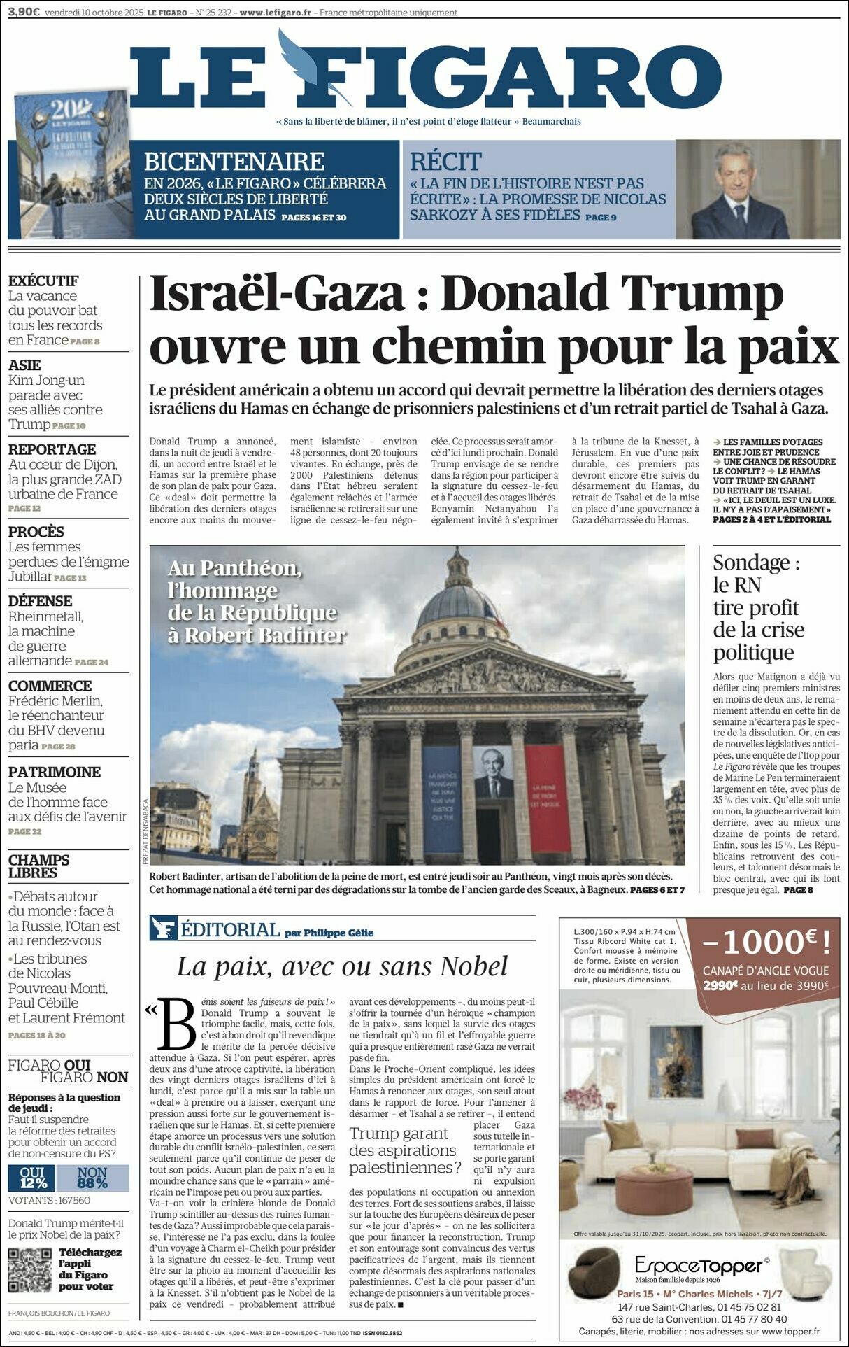 Le Figaro, edición del viernes 10 de octubre de 2025 Le Figaro, edición del viernes 10 de octubre de 2025