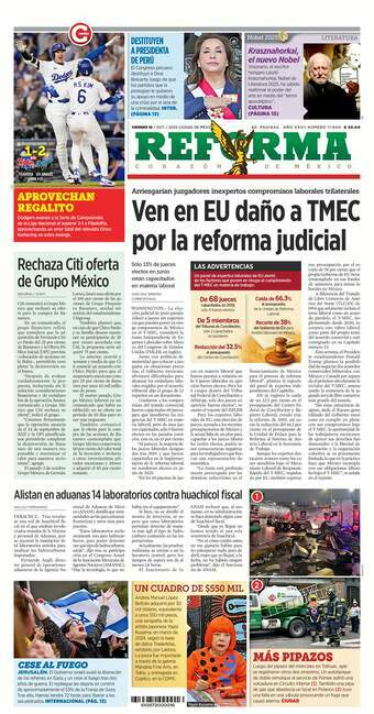 Reforma, edición del viernes 10 de octubre de 2025 Reforma, edición del viernes 10 de octubre de 2025