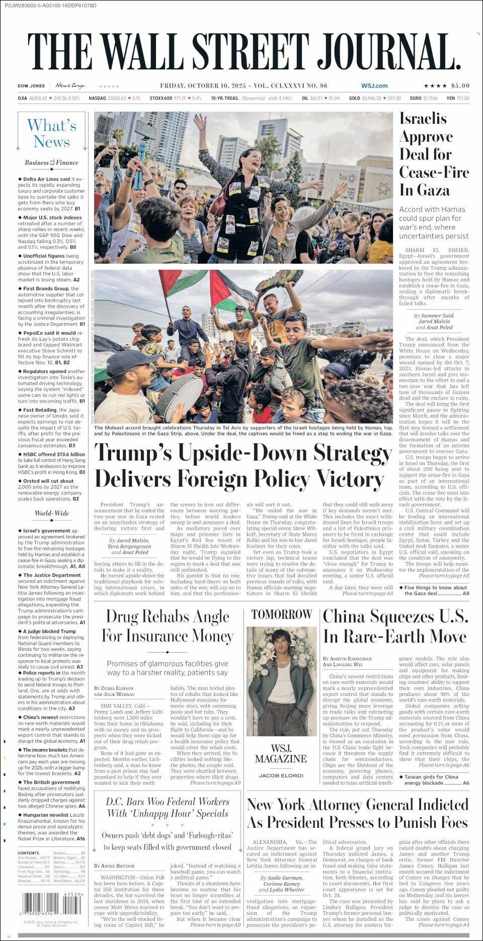The Wall Street Journal, edición del viernes 10 de octubre de 2025