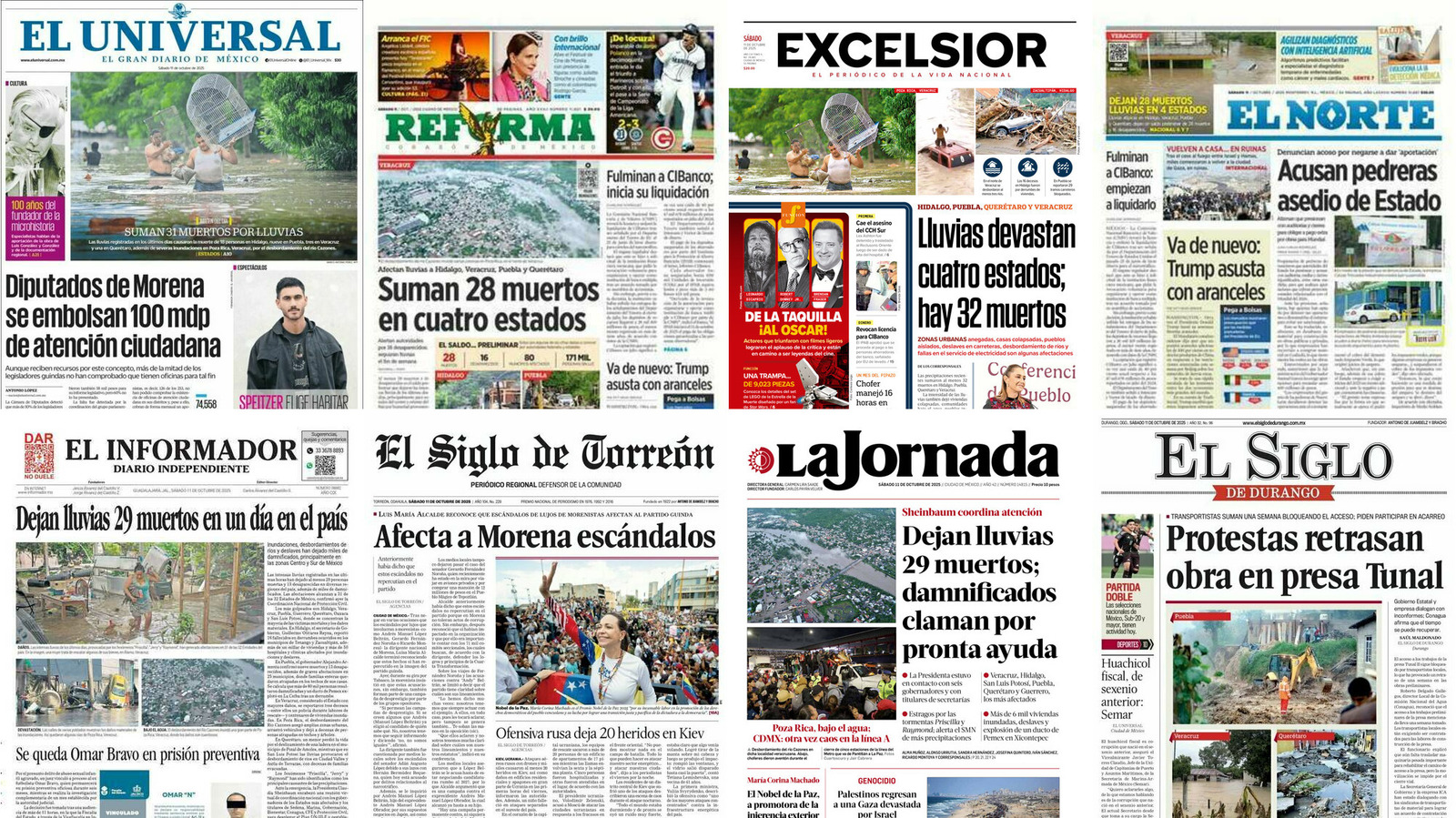 Portadas de periódicos impresos más importantes de México hoy