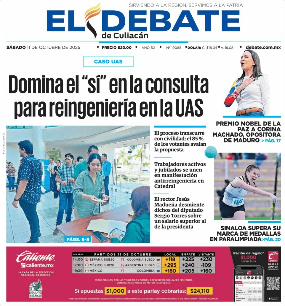 El Debate Culiacán, edición del sábado 11 de octubre de 2025 El Debate Culiacán, edición del sábado 11 de octubre de 2025