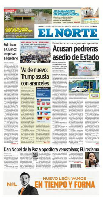 El Norte, edición del sábado 11 de octubre de 2025 El Norte, edición del sábado 11 de octubre de 2025