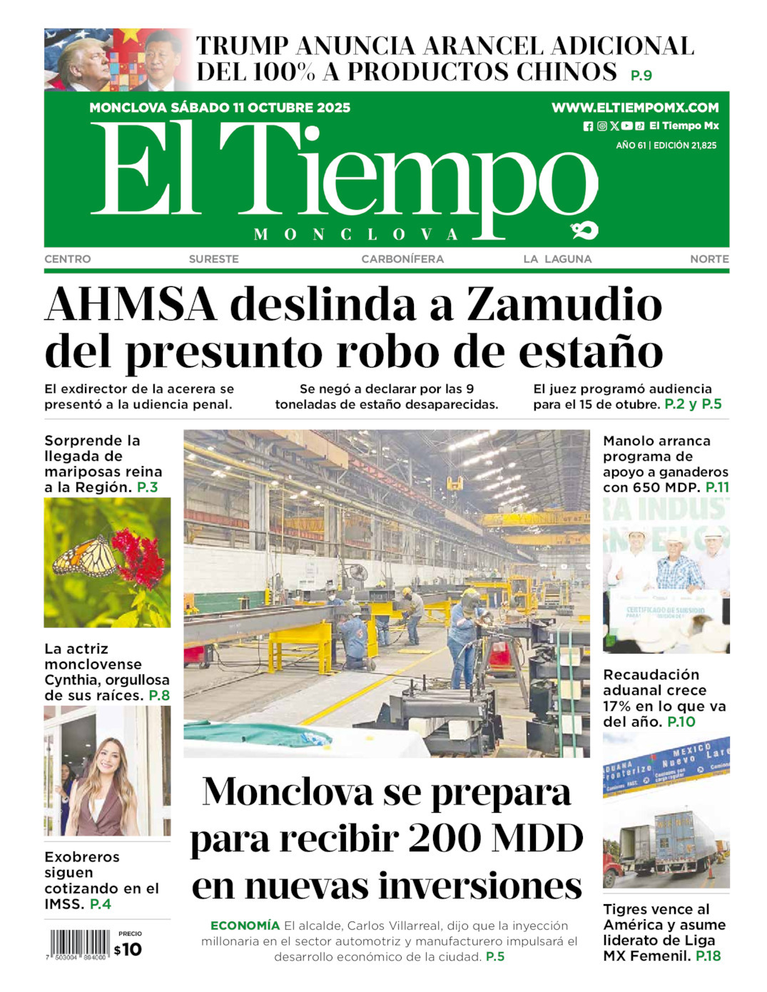 El Tiempo Monclova, edición del sábado 11 de octubre de 2025 El Tiempo Monclova, edición del sábado 11 de octubre de 2025